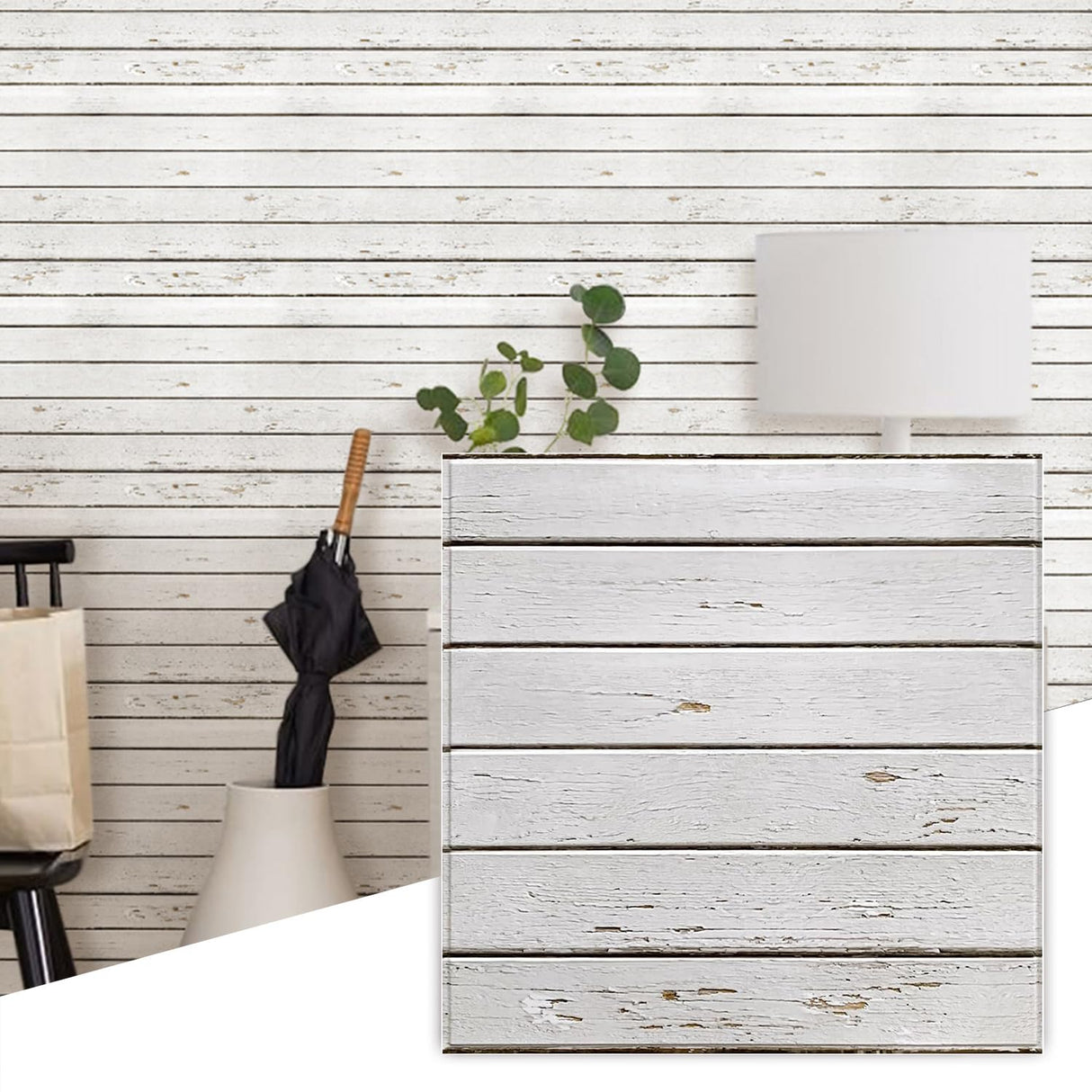 Commomy 10 Pcs Faux Wood 3D Wall Panels Peel and Stick -11.8"x11.8" Ultralight Thin PVC 3D Faux Wood Panels for Walls Shiplap Planks for Kitchen, Living Room,RV, Interior Wall Decor Commomy