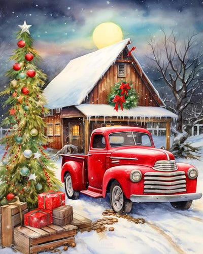 DYAIANGMU Christmas Paint by Numbers Kit for Adults Beginner,Car Paint by Number Kits on Canvas for Adults Beginner,Digital Oil Painting Kits for Home Wall Decor 19.6X15.7 Inch (with Frame)