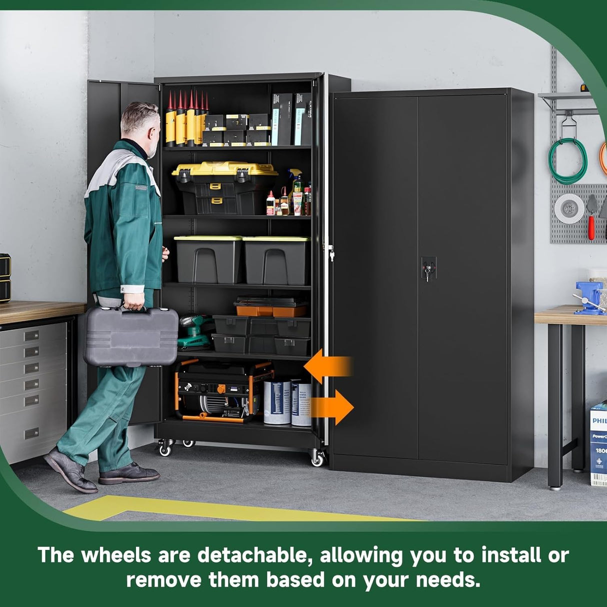 Letaya Metal Garage Storage Cabinets with Lock Door and Adjustable Shelves, Steel Tool Cabinets for Home,Office,Warehouse Organisieren (Black, 75" H) Letaya