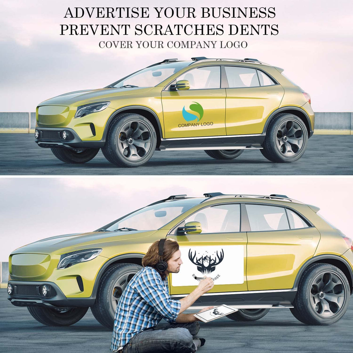 OUCPC Blank Car Magnets with 40 mils, 2 Pack 24” x 12” Car Magnets and Decals, Rounded Corners Car Door Magnets, Magnet for Car to Advertise Business, Prevent Car Scratches & Dents OUCPC