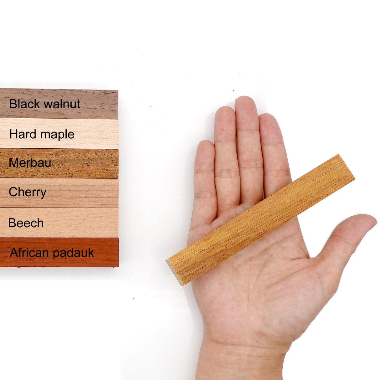 DICHA Wood Pen Blanks for Turning-Pen Blanks for Woodturning Burl-Black Walnut,Hard Maple,Merbau,Cherry,Beech,African Padauk-3/4" x 3/4" x 5" (30 Pack) DICHA