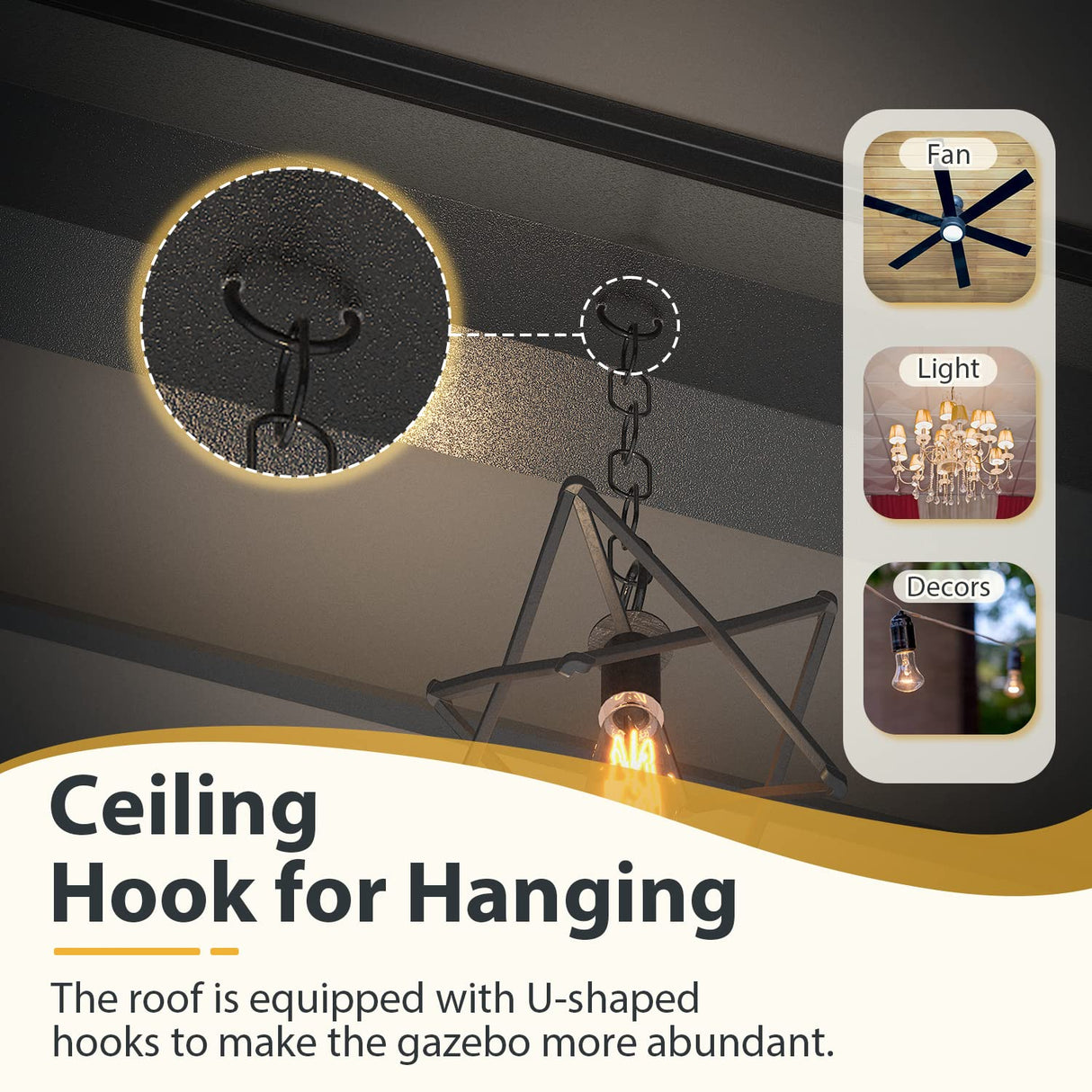 Greesum 10'x13' Hardtop Polycarbonate Gazebo, Outdoor Steel Double Roof Canopy, Aluminum Frame Permanent Pavilion with Netting and Curtains for Lawns, Patio, Backyard and Deck Greesum