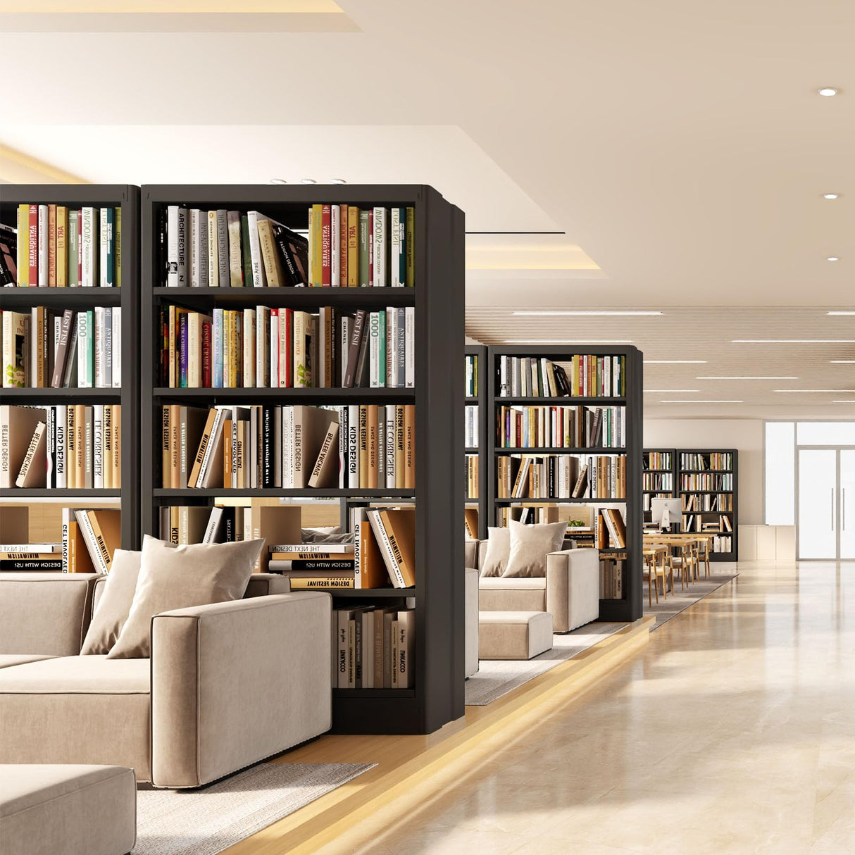 71"H Metal Bookshelf, 5 Tier Bookcase with Adjustable Shelves, Tall Bookcase,Heavy Duty Storage Bookshelves for Library, Office, Bedroom, Living Room, Classroom, Including Book Stopper (Black) Guomao