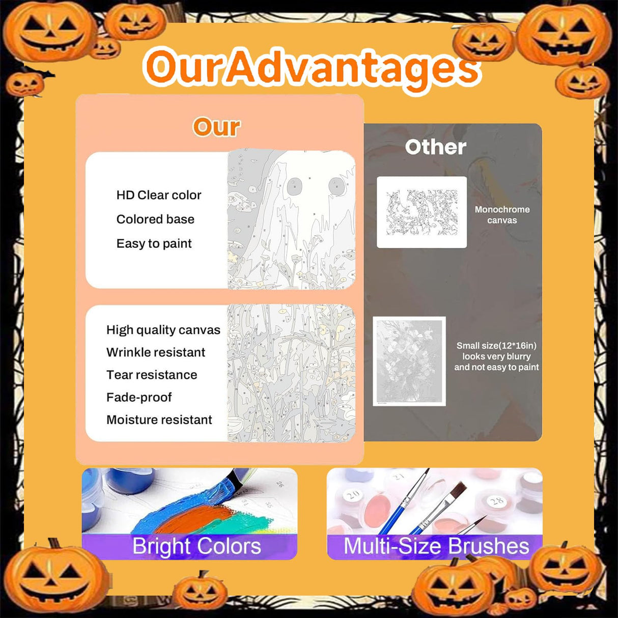 cviokrdu Halloween Paint by Numbers Kit for Adults - Ghost Adult Paint by Number Kits Without Frame, DIY Ghost Oil Painting for Gift Home Wall Decor (16x20inch) cviokrdu