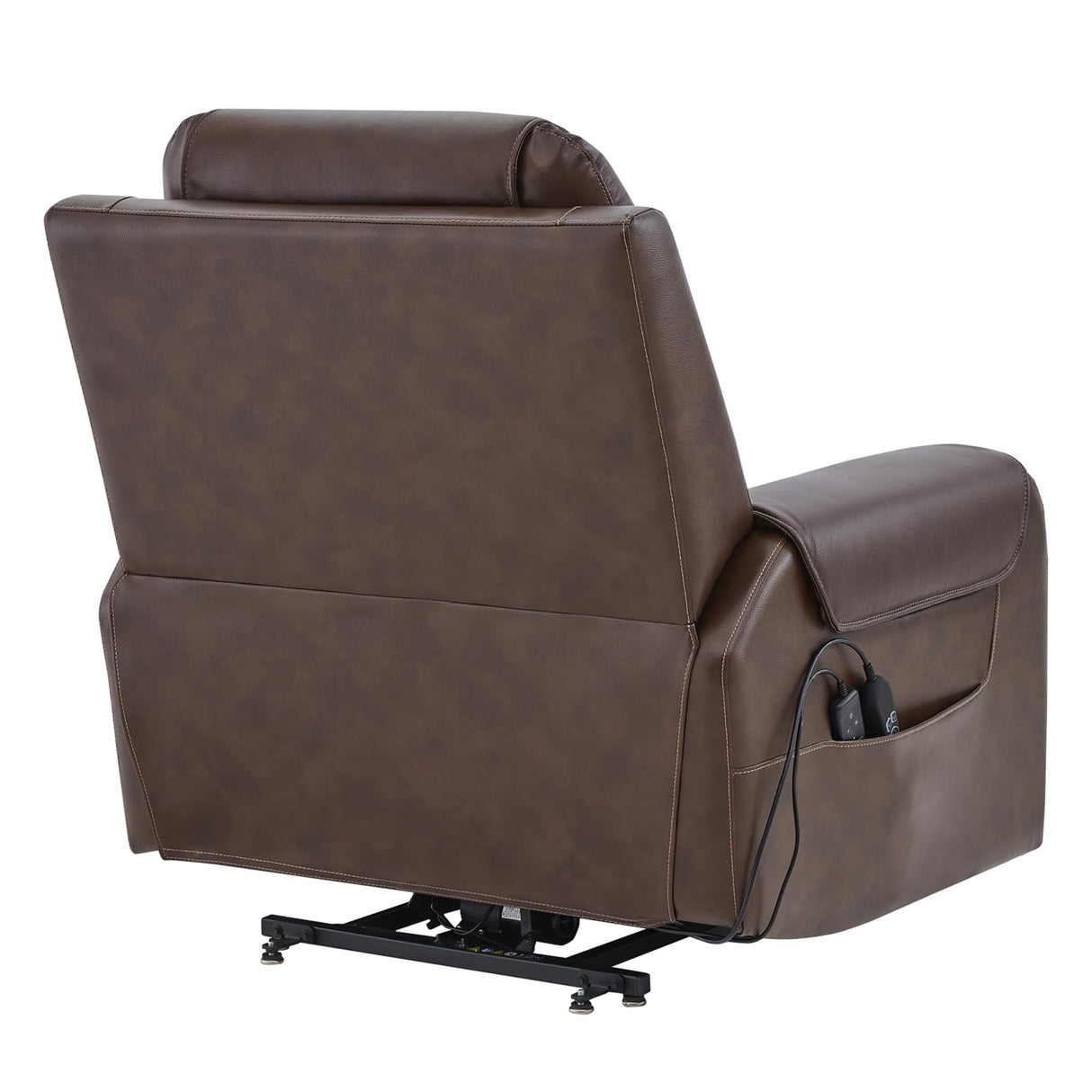 CHITA Electric Power Lift Recliner Chair for Elderly, Oversized Genuine Leather Chair with Cup Holders and USB Ports for Living Room, with Massage and Heat, Dark Brown CHITA