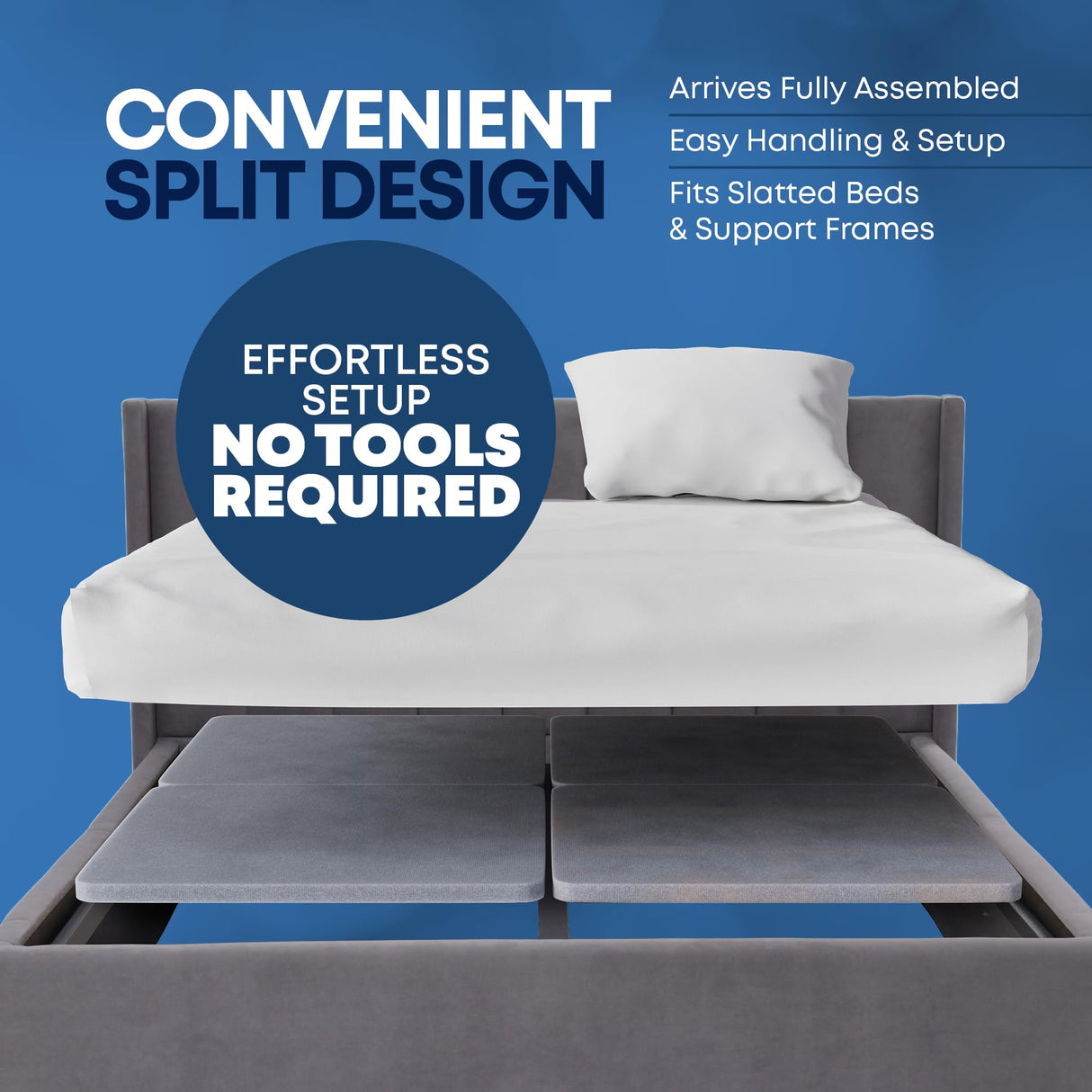 Treaton, 1.5" Split Wood Bunkie Board King Size Bed - 4-Piece Under Mattress Support, Fully Assembled, Fabric Ventilation Cover-Replaces Wooden Slats or Box Spring for Bed Frames Treaton