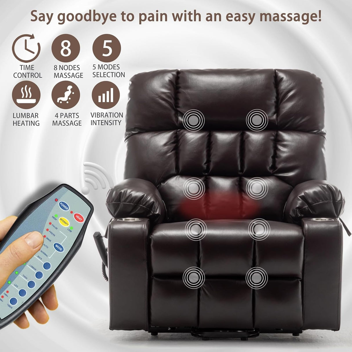 LITVZ Power Lift Recliner Chair with Massage and Heating for Elderly, Oversized Lay Flat Recliner, Big and Tall 400lbs, Dual Motors, Cup Holders, Heavy Duty, Adults (Red) LITVZ