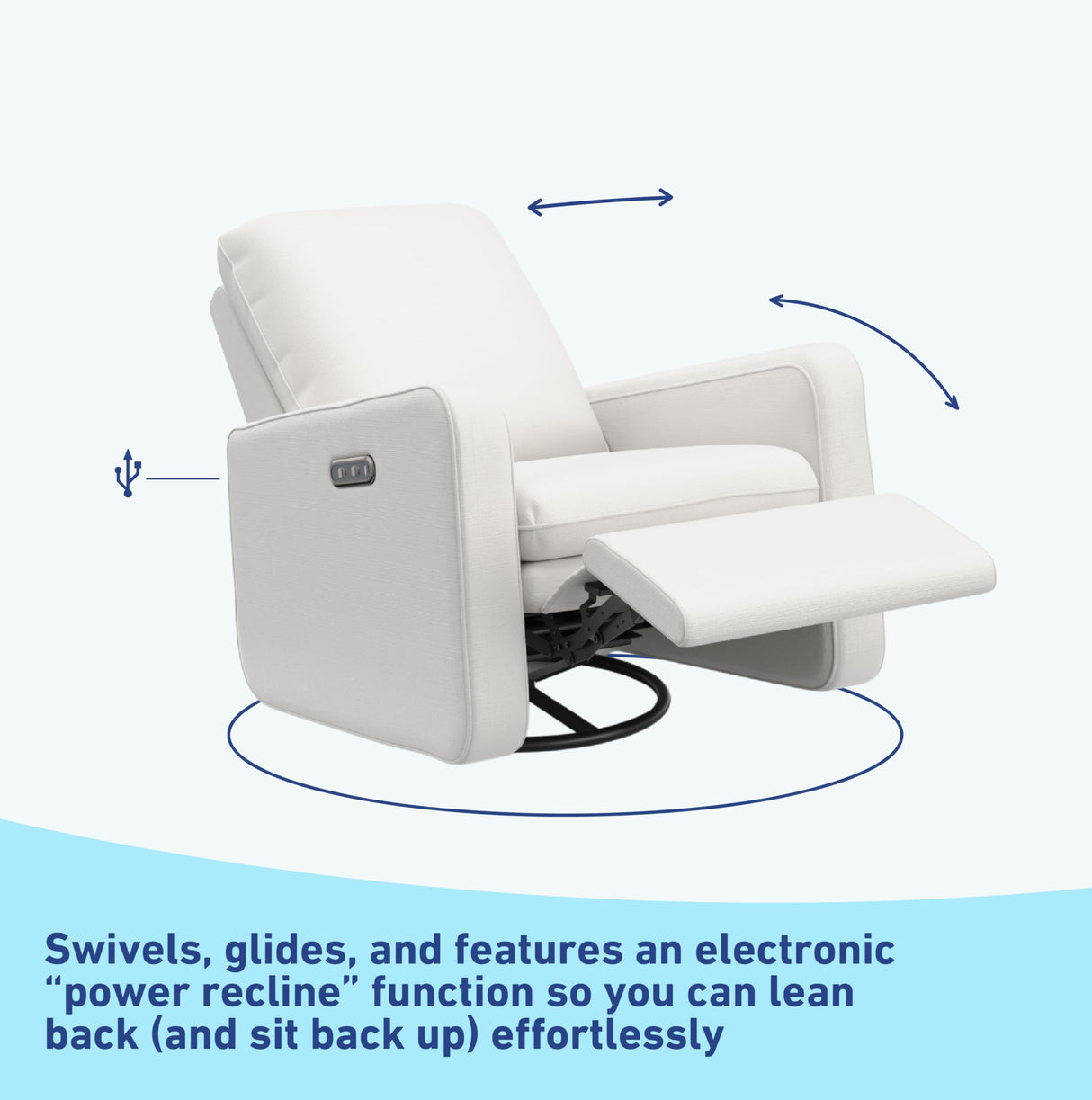Graco Teddi Power Recliner Swivel Glider (Ivory Basketweave) – Electronic Power Recline, USB-A & USB-C Charger, Premium Cushioning & Comfort Graco