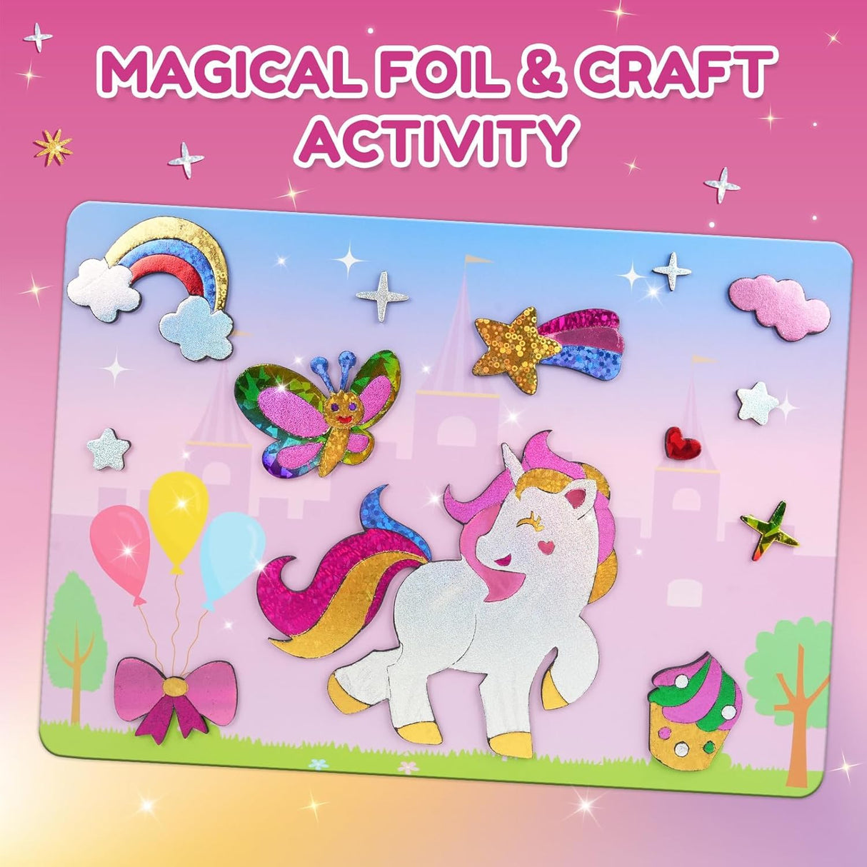 ZMLM Foil Art Kit for Kids - Arts Crafts Fun Mess Free Activity, Gifts for Ages 4 5 6 7 8 9 Girls Boys, Crafts for Kids Creative Birthday Easter Basket Stuffers Gifts Toys (Unicorn) ZMLM