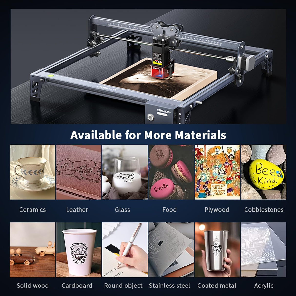 Creality Laser Engraver, 10W Laser Cutter Engraving Machine for Personalized Gifts,72W High Accuracy DIY Laser Engraving Machine,CNC Machine and Laser Engraver for Wood and Metal,Paper,Acrylic,Glass Creality