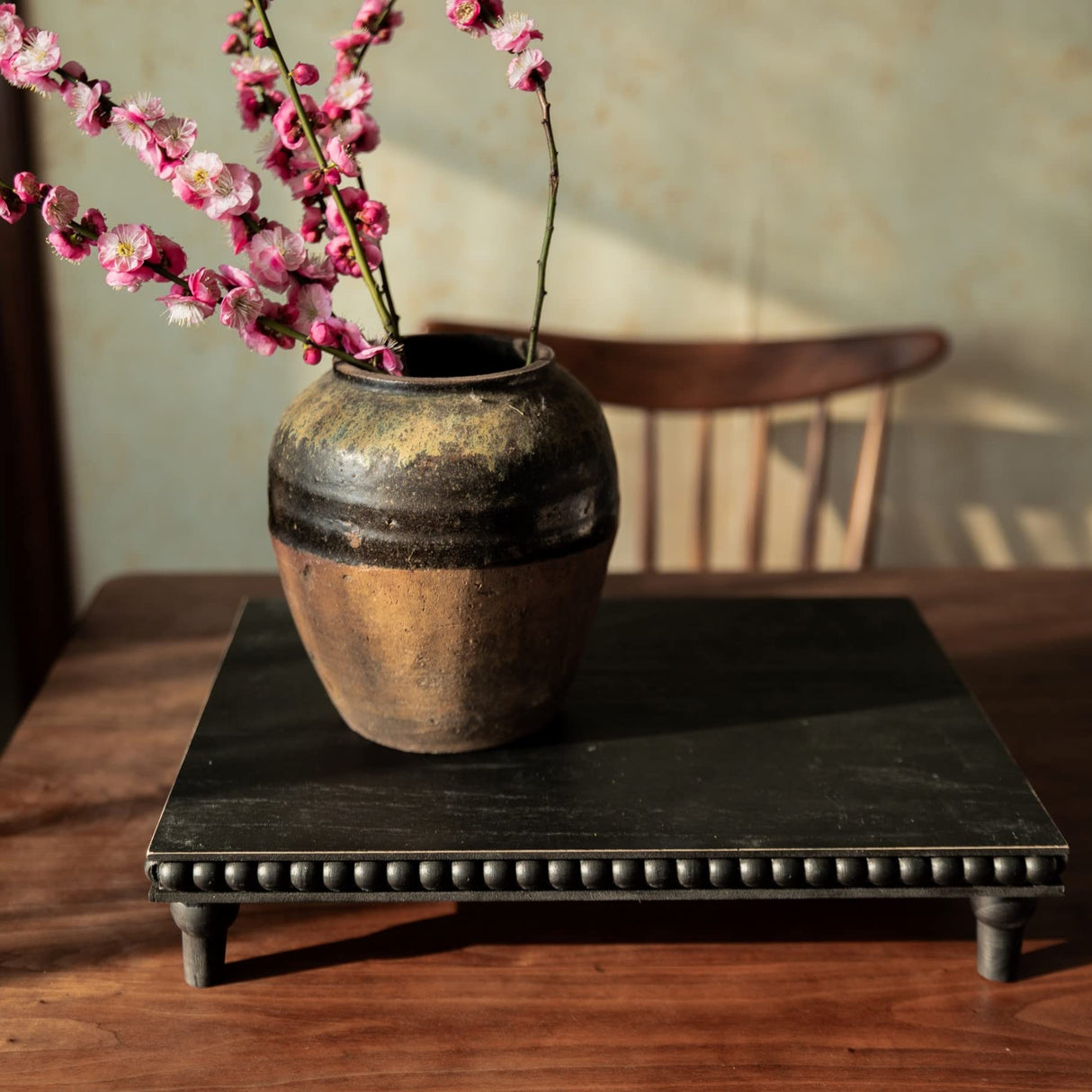 GENMOUS Farmhouse Black Dispaly Risers Pedestal Stand For Bathroom Decor , Rustic Large Tiered Tray Decor Pedestal Stand For Coffee Bar Display, Kitchen Counter Island Decor, Sink Decor, Plant Holder GENMOUS & CO.