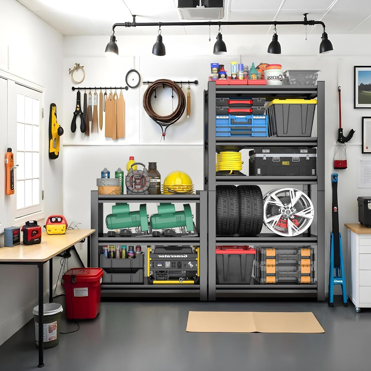 PRESTELION 5-Tier Storage Shelving 32" W Steel Heavy Duty Shelving Unit with Shelves for Heavy Duty Metal Shelving Adjustable Garage Shelving Rack Storage Kitchen, 63" H X 32" W X 16" D, Black PRESTELION