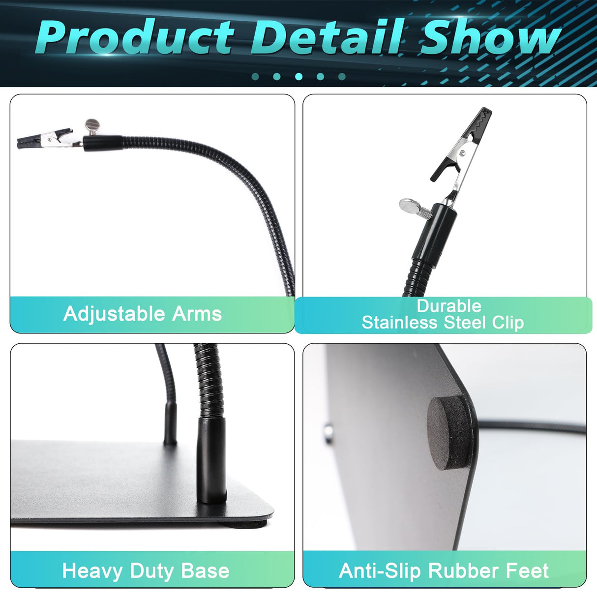 Helping Hands Soldering Station with 6X Magnifying Glass, Magnifier with 2 Adjustable Arms Solder Helping Hands, Soldering Holder Third Hand Tool for Electronic Repair Soldering Crafts Jewelry DIY NZQXJXZ