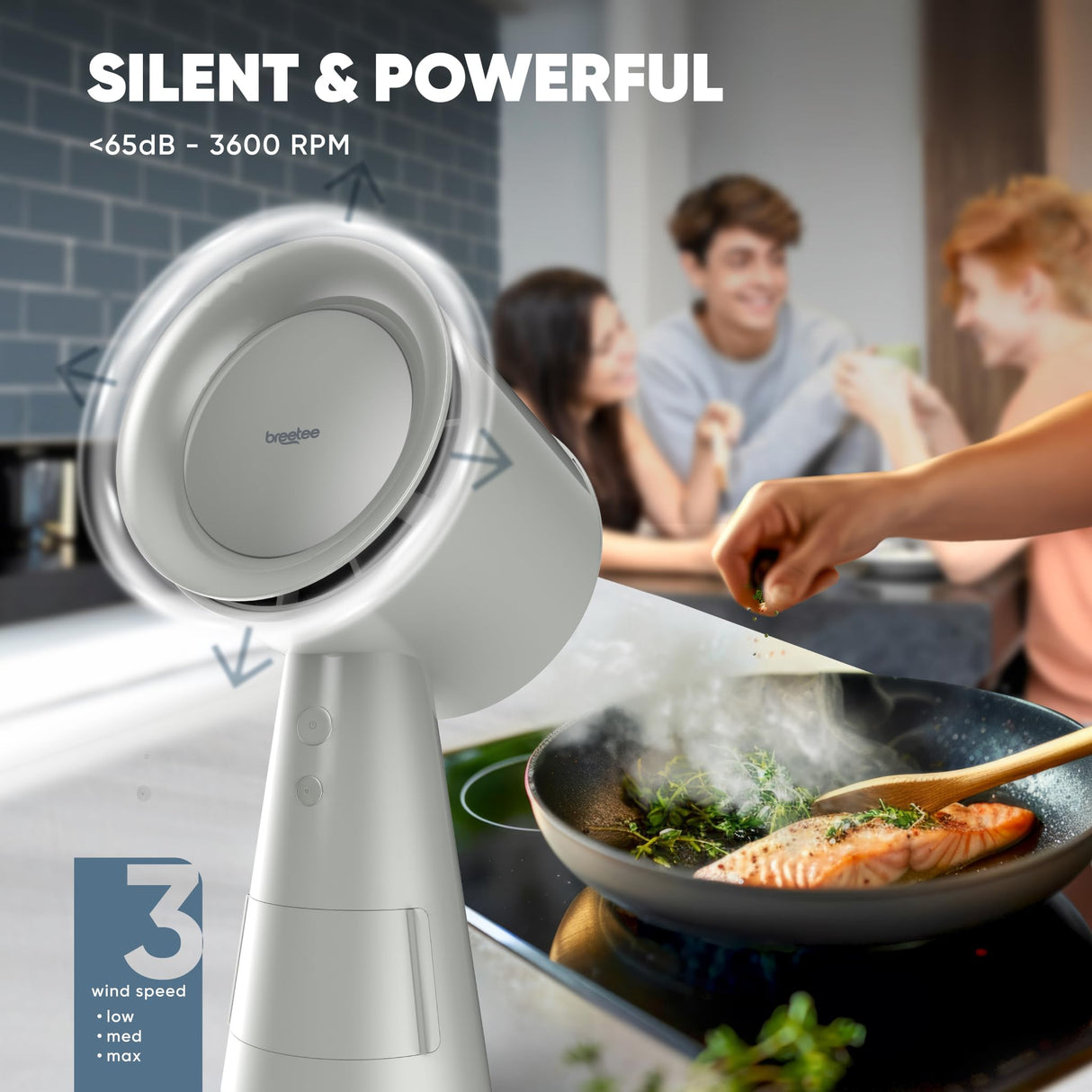 BREETEE Portable Range Hood Kitchen - Powerful 3-Speed Suction Desktop Compact Range Hood with Double Filter - Kitchen Exhaust Fan with Carbon Filters for RVs, Hot Pot Cooking, Grill Air Cleaner Breetee