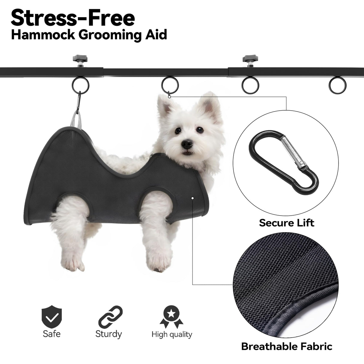 Josmimic Adjustable Dog Grooming Arm for Table: 42'' Height, 27''–39'' Width, Clamp Fits Up to 2.76'', with Hammock & 2 Nooses – Portable Pet Grooming Station for Nail Trimming, Cats & Dogs at Home Josmimic