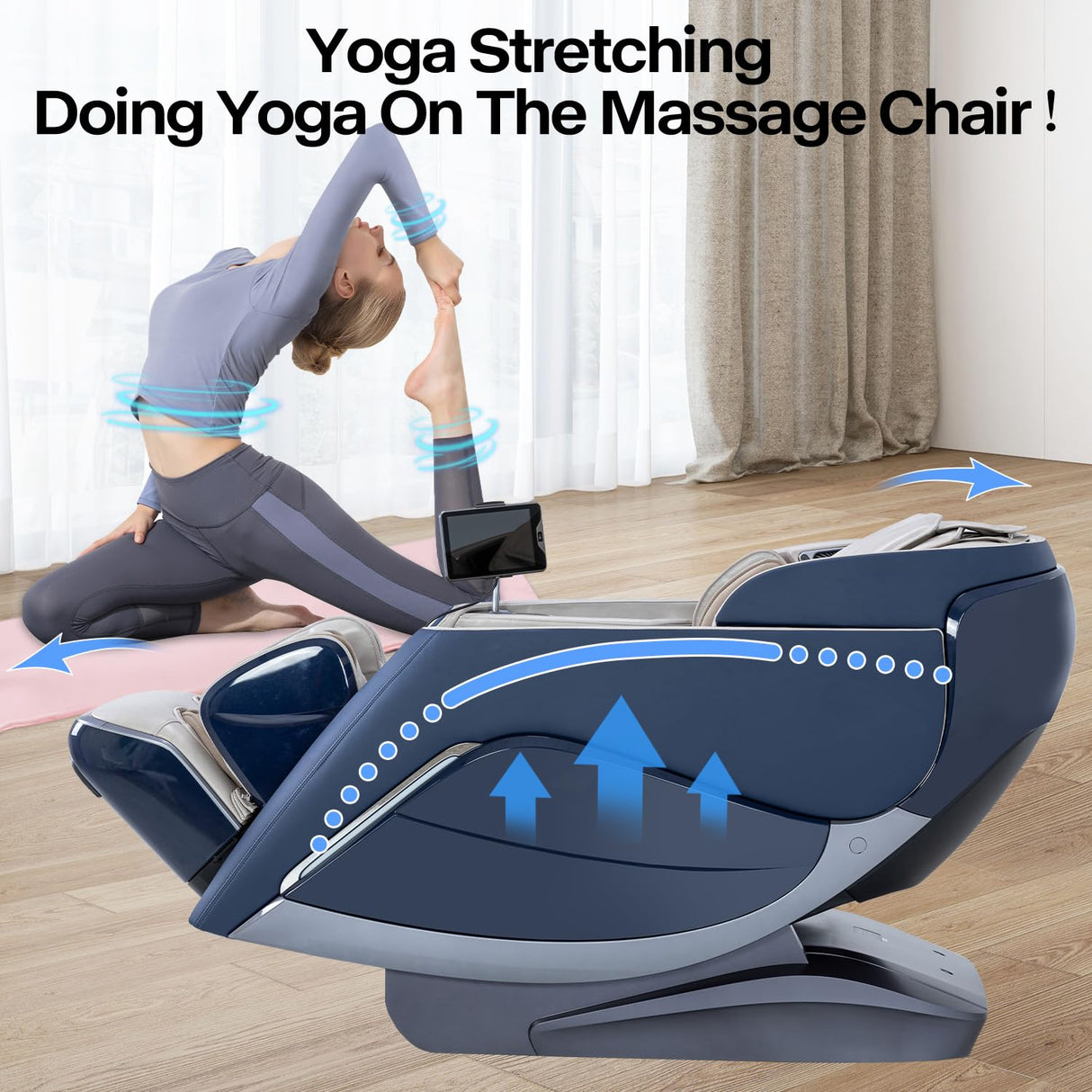 Alfine A710 Pro 4D Massage Chair iRest System, Full Body Zero Gravity Recliner with SL Track, 20 Modes, Yoga Stretching, Health Detection, APP & AI Voice Control and Auto Extendable Footrest (Blue) Alfine