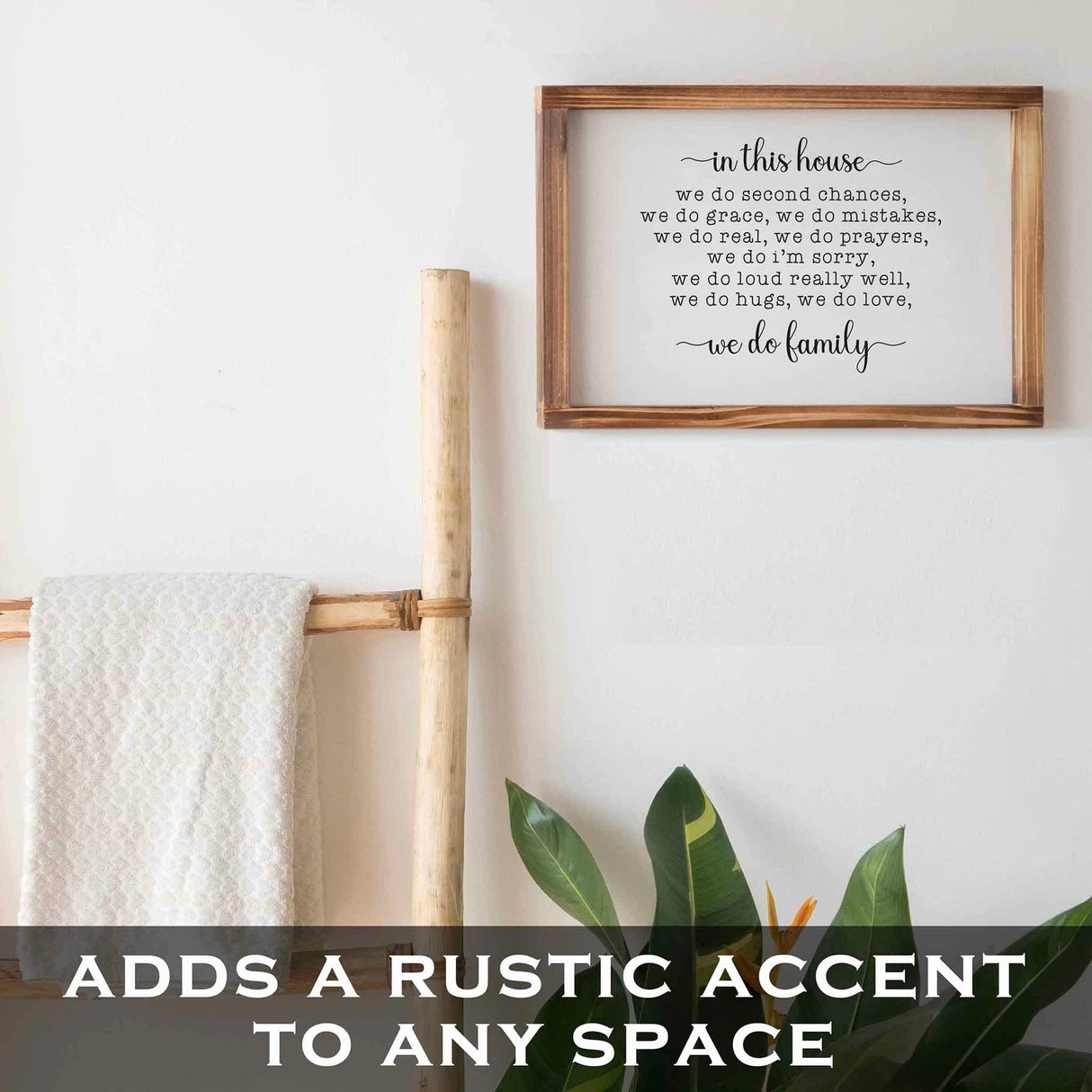 MAINEVENT In This House We Do Family Sign 11x16 Inch, Family Signs Home Decor, Rustic Farmhouse Decor the Home Sign, Wall Decorations Living Room, Modern Farmhouse Sign Solid Wood Frame MAINEVENT