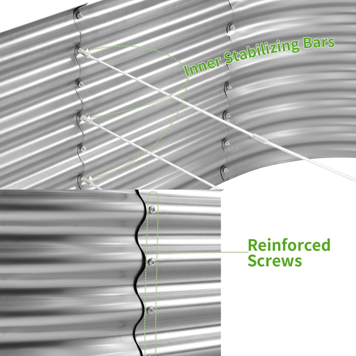 Land Guard 6x3x3ft Oval Galvanized Raised Garden Beds, Large-Capacity Metal Planter Box Outdoor, Durable Deep Raised Garden Bed 3ft Tall, Raised Beds for Gardening Vegetables, Classic Silver Land Guard