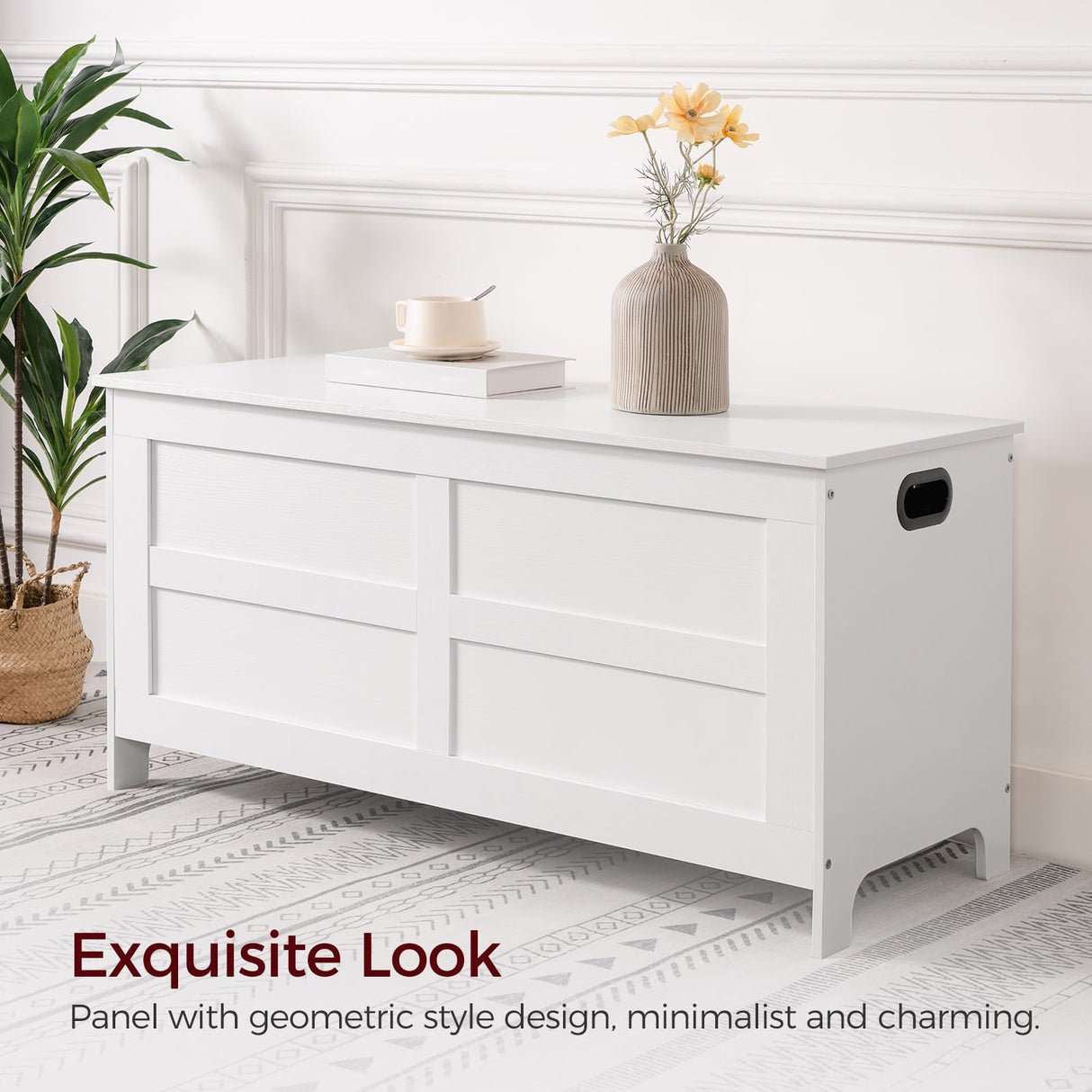 MAHANCRIS Storage Chest, 39.4”L Large Toy Chest, Entryway Storage Trunk, Toy Storage Organizer, Storage Bench with Safety Hinge, Entrance Bench for Living Room, Entrance, Bedroom, White SCWT48301 MAHANCRIS