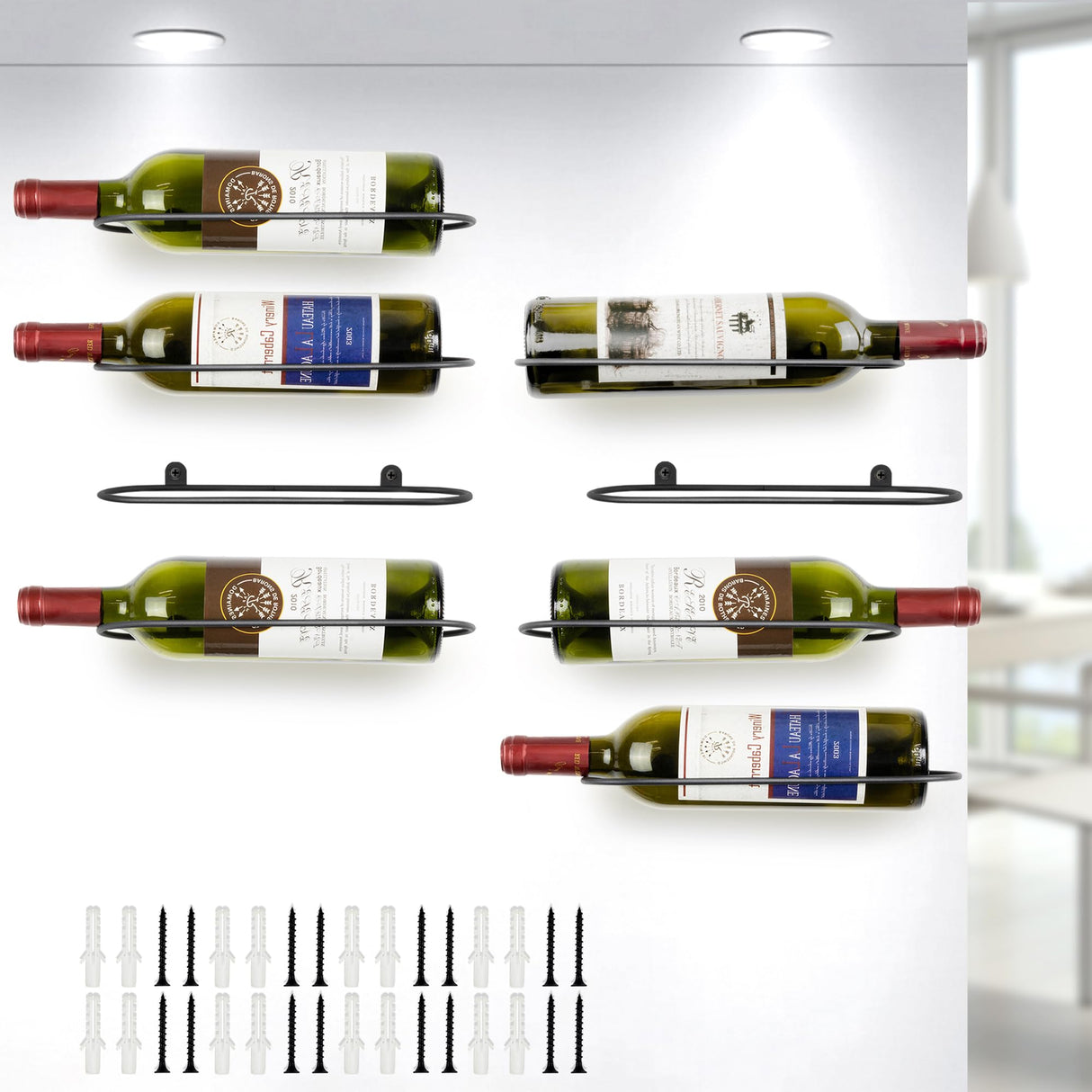 AQAREA Wall Mounted Wine Rack: Metal Wall Wine Bottle Holder - for Wine Cellar Home Kitchen Bar Decor - 8Pcs AQAREA