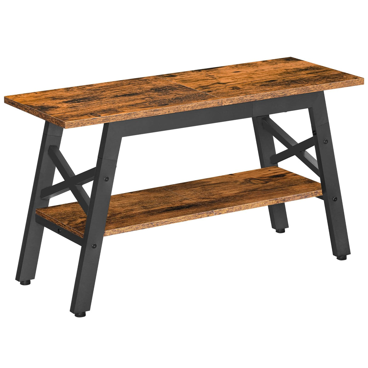 HOOBRO 2-Tier Shoe Bench with Storage, 31.5" L Shoe Rack Organizer, Industrial Entryway Bench with Seat, Easy Assembly, for Entrance, Hallway, Mudroom, Indoor, Rustic Brown and Black BF86HX01G1 HOOBRO