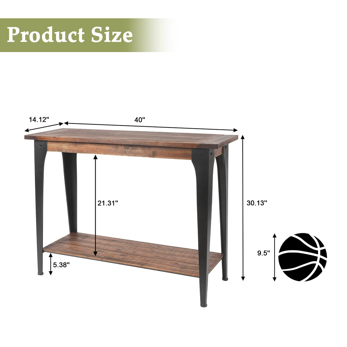 Luxenhome Console Tables for Living Room, 30'' Rustic Entryway Table, Brown/Black Wood Sofa Table Living Room Furniture, Farmhouse Entry Table Living Room, Hallway Table for Entryway LuxenHöme