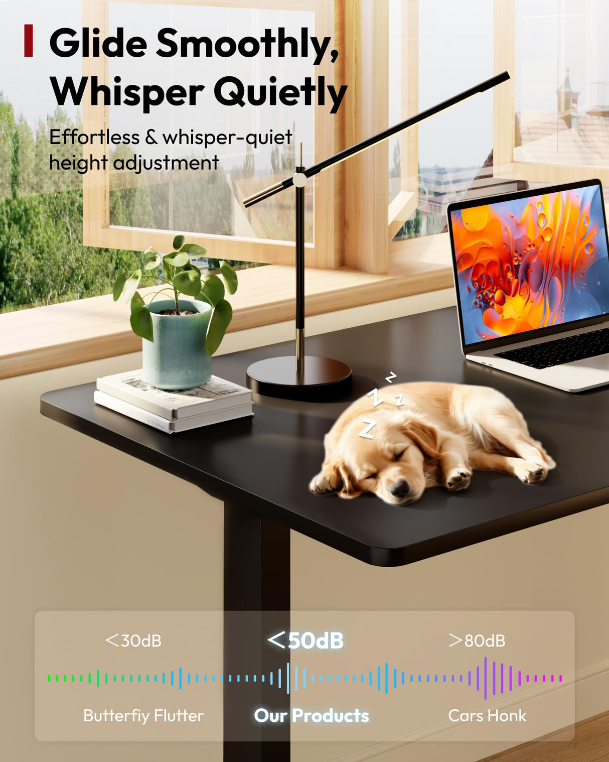 SANODESK Electric Standing Desk 71 x 32 Inches Height Adjustable Stand Up w/6-Button Controller Ergonomic Computer Desk with Splice Board for Home Office, Black Frame + Black Tabletop SANODESK