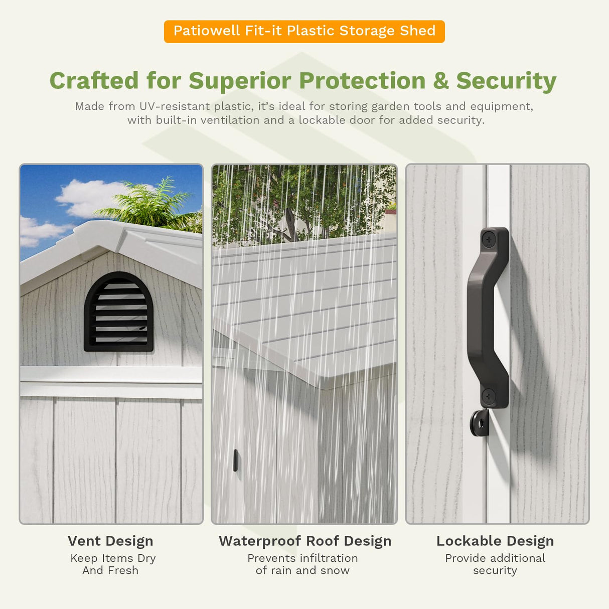 Patiowell 4 x 8 FT Plastic Outdoor Storage Shed with Floor, Resin Outside Tool Shed with Two Windows and Lockable Door for Garden, Backyard, Tool Storage Use, Easy to Install, Light Grey(Fit-it Shed) Patiowell