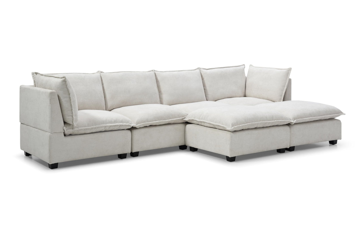 6 Seater Oversized Modular Sectional Sofa Couch, Down Filled U / L Shaped Free Combination Convertible Sofa&Couch with Movable Ottomans and Thicked Cushions for Living Room Apartment ,Linen Fabric Eafurn