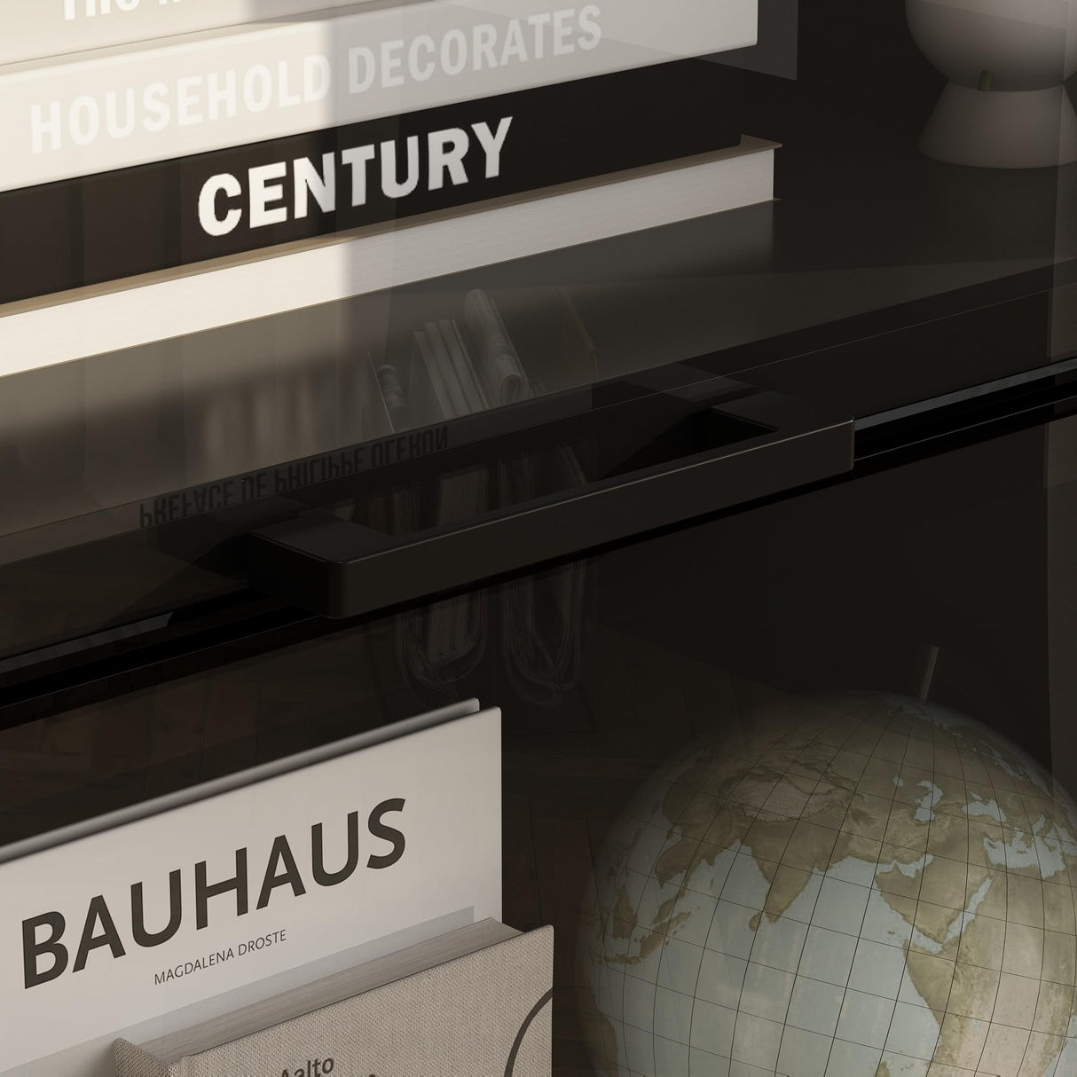 ECACAD 4 Tier Glass Display Cabinet with Light, Storage Curio Cabinet with Flip up Glass Doors, Collectors Showcase Figure Organizers Rack, Bookcase for Living Room/Home Office/Gaming Room,Black ECACAD