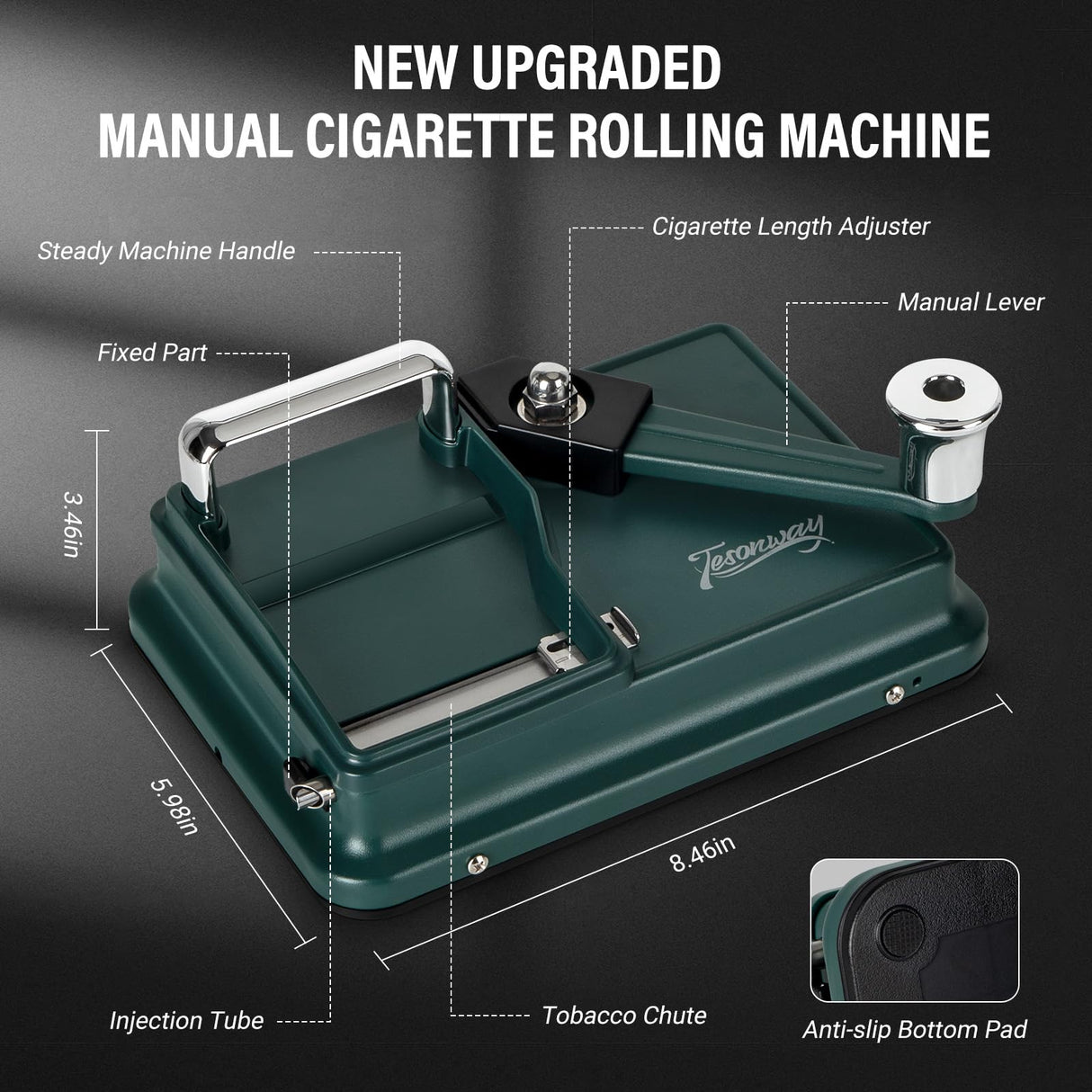 Tesonway Cigarette Rolling Machine Manual, Cigarette Injector Machine with Cleaning Brush, Cleaning Probe, Tube Probe, Cleaning Spray Bottle for 8mm Diameter Cigarettes Paper Tubes Tesonway