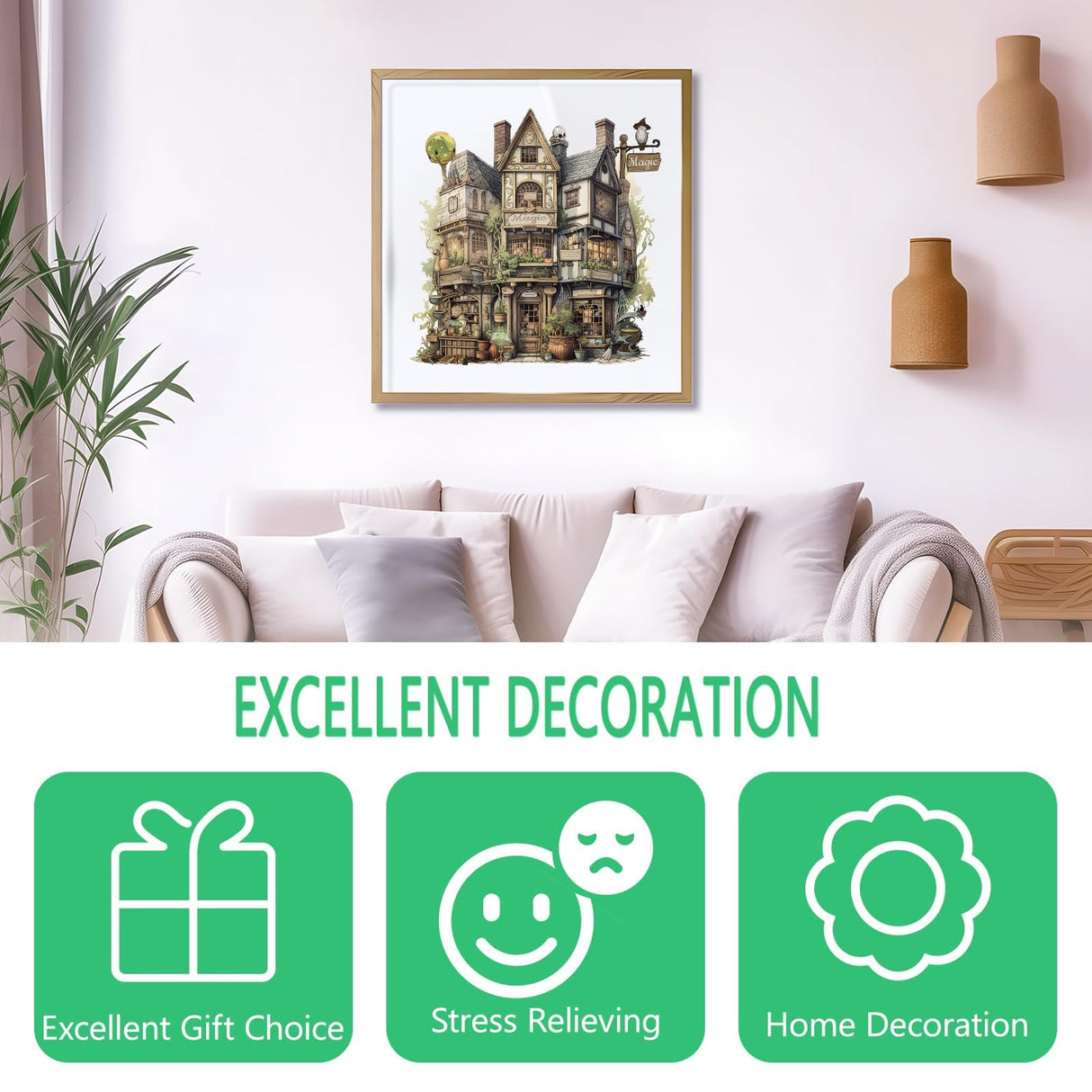 Wooden Puzzles for Adults - Magic Shop Puzzle, Unique Shape Wooden Jigsaw Puzzle for Adults, Fairy Wood Puzzles Adult, Gift for Family, Wall Art Home Decor (M-11.4 * 11.1in- 222 Pieces) Pijesaksa