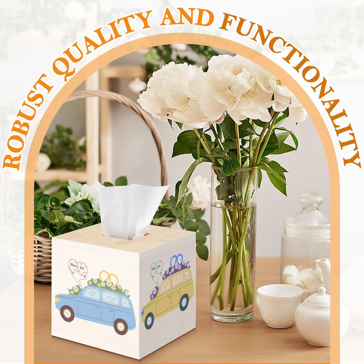 Weysat Unfinished Tissue Box Cover 5. 7 Inch Bamboo Wood Square Tissue Box Holder with Open Bottom with 2 Brushe 1 Paint Tray 12 Paint 2 Diamond Sticker for DIY Bathroom Bedroom Table Office Art Craft Weysat