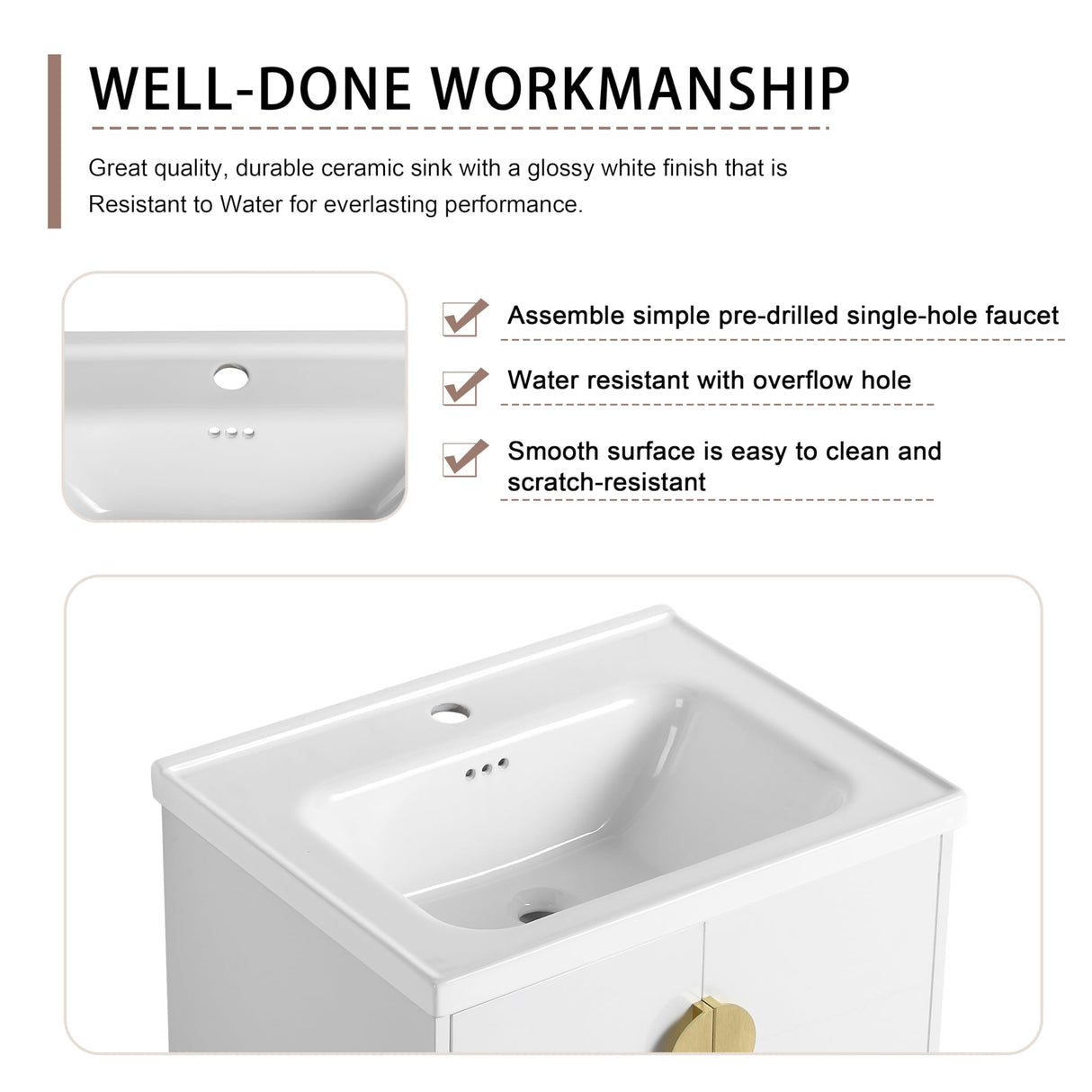 Goderfuu 60" Bathroom Vanity with Double Sink, Floating Bathroom Vanity with Ceramic Basin, White Wall Mounted Bathroom Vanity Cabinet, 60 inch Bathroom Vanities with 4 Doors and Open Storage Shelves Goderfuu