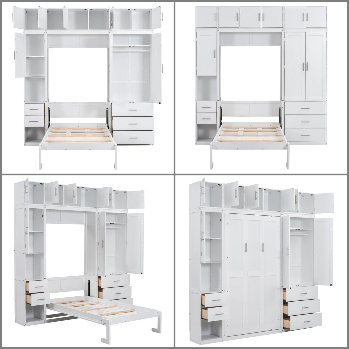 Merax Twin Size Murphy Bed Cabinet with Lockers and Storage Wardrobes Shelves, Wood Foldable Hidden Wall Platform Bedframe Chest for Home, Bedroom, Office, Small Room, Apartment Merax