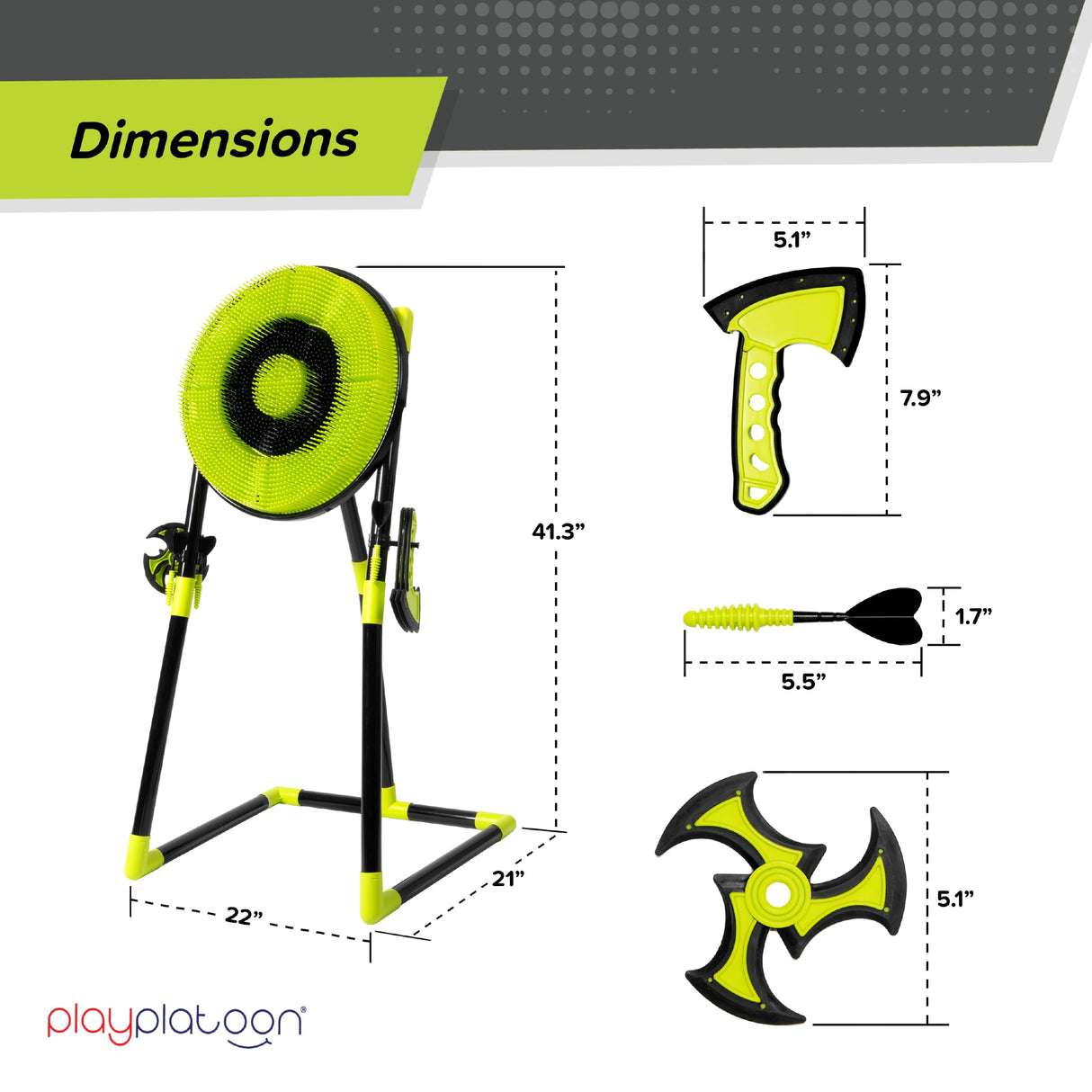 Play Platoon Kids Axe Throwing Game for Backyard, Axe Throwing Set for Adults & Kids, Includes 3 Plastic Hatchets, 3 Throwing Stars & 3 Darts with Bristle Dart Board for Indoor & Outdoor Fun Play Platoon