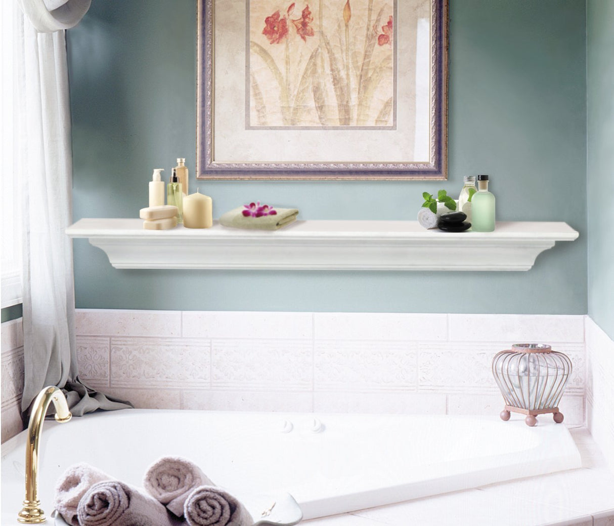 Pearl Mantels 618-60 Crestwood Mantel Shelf, 60-Inch, White Pearl Mantels