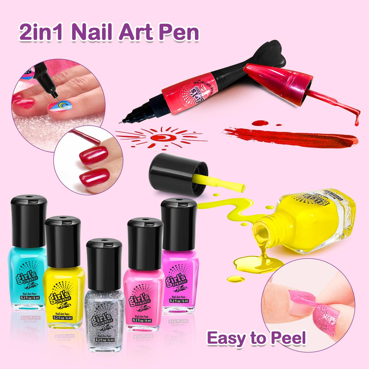 Combaybe Kids Nail Polish Set for Girls - Girls Toys 8-10 - Nail Art Kit for Kids Ages 7-12, Non toxic Nail Polish Kids Nail Kit Girl Stuff for Spa Manicures, Idea Birthday Gift for Girls 8 9 10 12 Combaybe