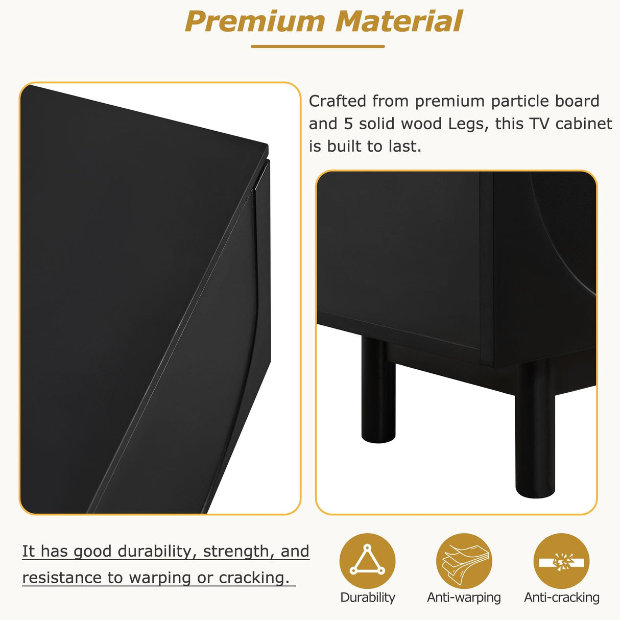 LUMISOL Modern TV Stand for 80"+ TV, 70" Wood Console with Arched Doors, Arch Entertainment Center with 2 Storage Cabinets, Adjustable Shelf for Living Room, Black LUMISOL