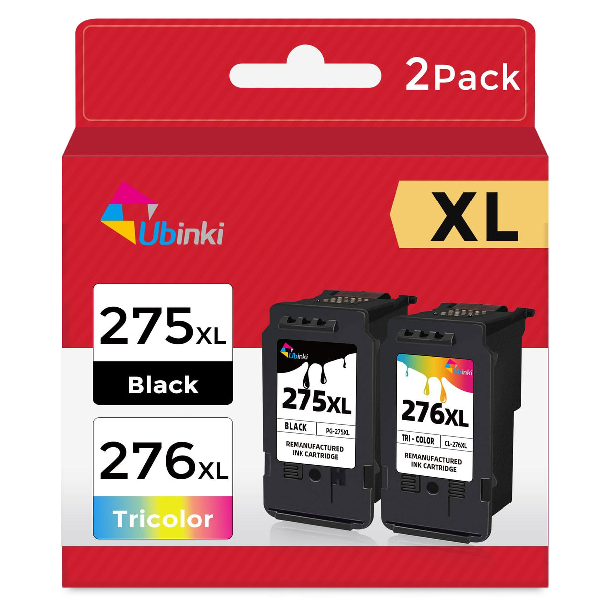 Ubinki Remanufactured Ink Cartridge Replacement for Canon 275XL 276XL Ink 275 276 (Black Color Combo, 2-Pack) PG275 CL276 XL Work with TS3522 TR4720 TS3520 TS3500 TR4700 Series Printers, High-Yield Ubinki