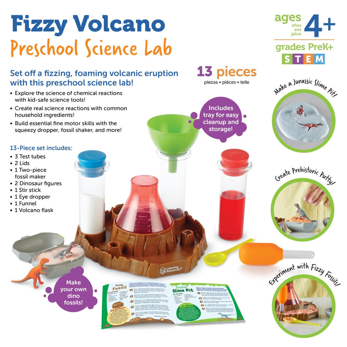 Learning Resources Fizzy Volcano Science Kit - 13 Pieces, Ages 4+, Preschool STEM Toys for Kids, Science Experiments Learning Resources