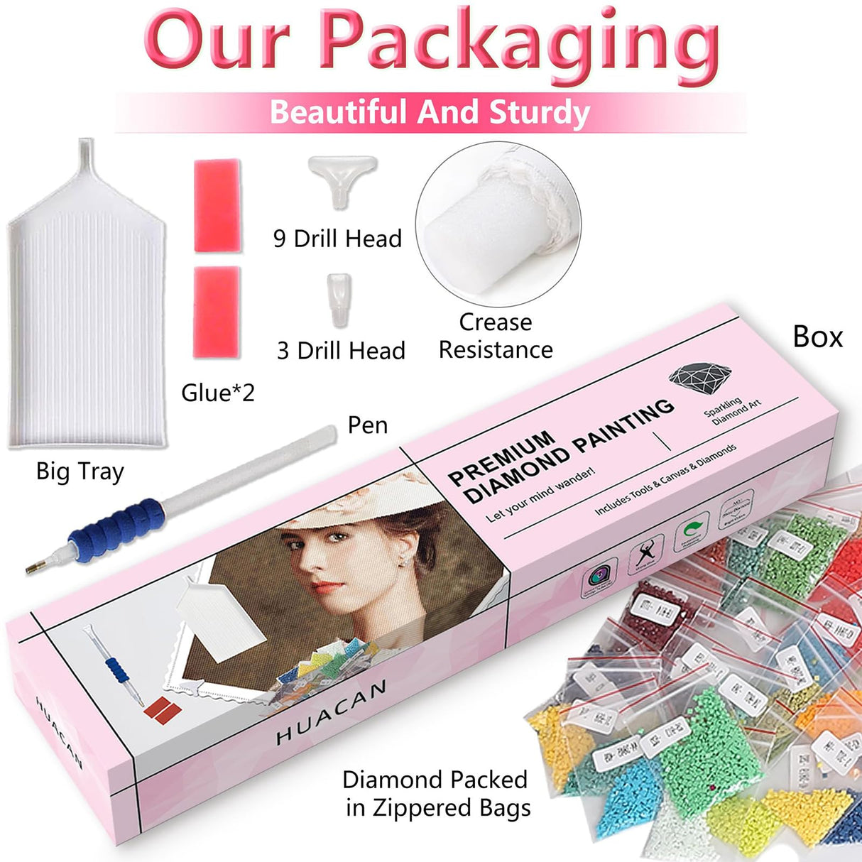 Huacan Diamond Painting Kit AB Diamond Art Kits for Adults 5D Koi Carp Fish Paint by Diamond DIY Full Round Drill Gem Art Kit Home Office Decor Gift 12x16 Inch Huacan