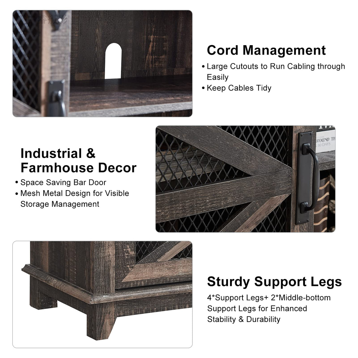 OKD Farmhouse TV Stand for 75 Inch TV, Industrial & Farmhouse Media Entertainment Center w/Sliding Barn Door, Rustic TV Console Cabinet w/Adjustable Shelves for Living Room, Dark Rustic Oak OKD