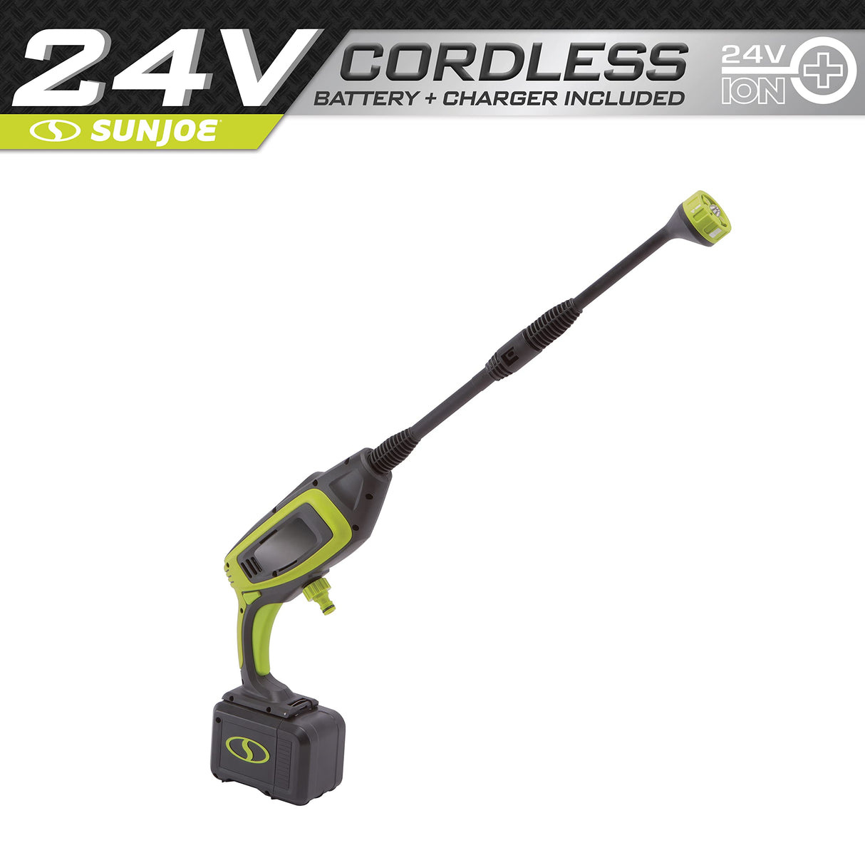 Sun Joe 24V-PP350-LTE 24-Volt IONMAX Power Cleaner Kit, W/ 2.0-Ah Battery + Charger, Water Siphon Hose, Utility Brush, and more, Portable Cleaning On-The-Go Sun Joe