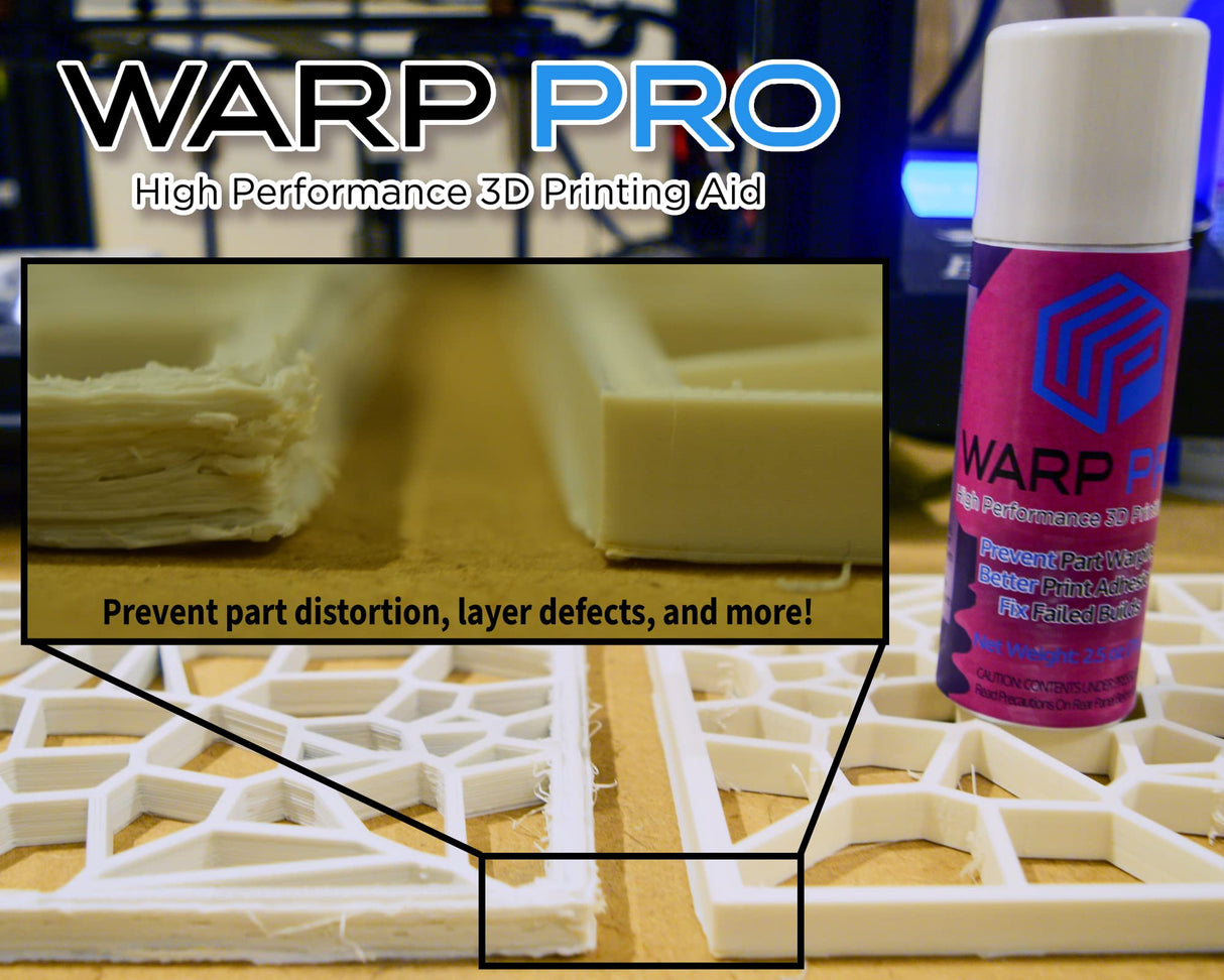Warp Pro – 3D Printer Bed Adhesive Aerosol Glue Spray – Fix 3D Print Warping - No More Glue Sticks - Spray on, Water Washable, Adhesive Solution for All Filament 3D Printer Build Plates Brick Shield