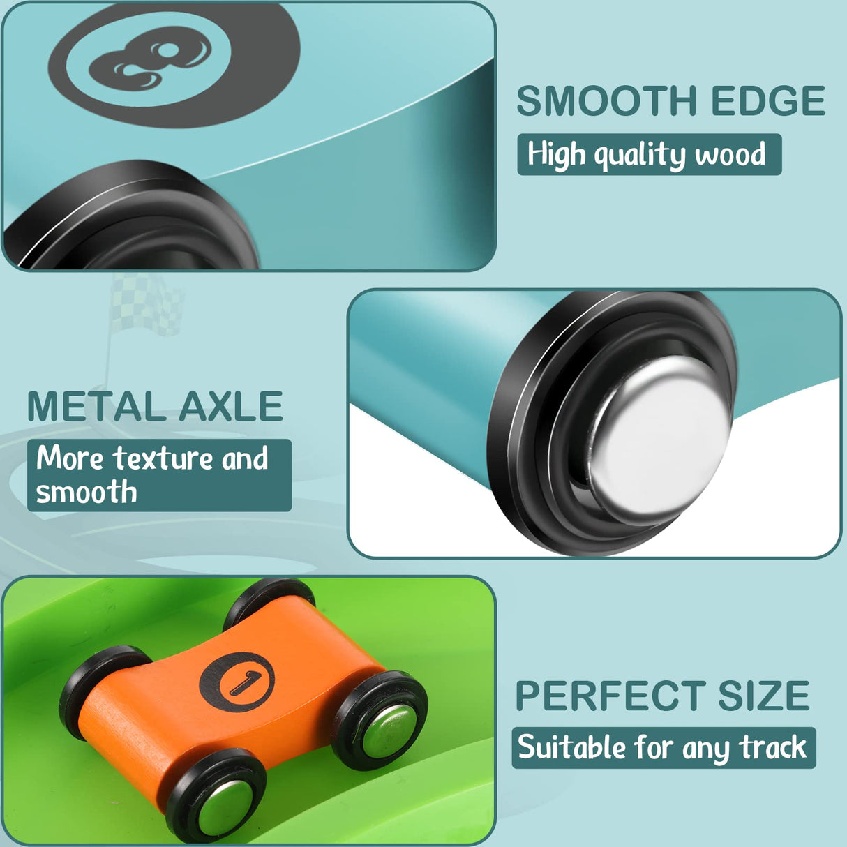 12 Pieces Mini Wooden Car Ramp Wooden Race Track Toy Car Toddler Car for Race Track Replacement Cars, Aged 6+, Present (Circle Print) Chivao