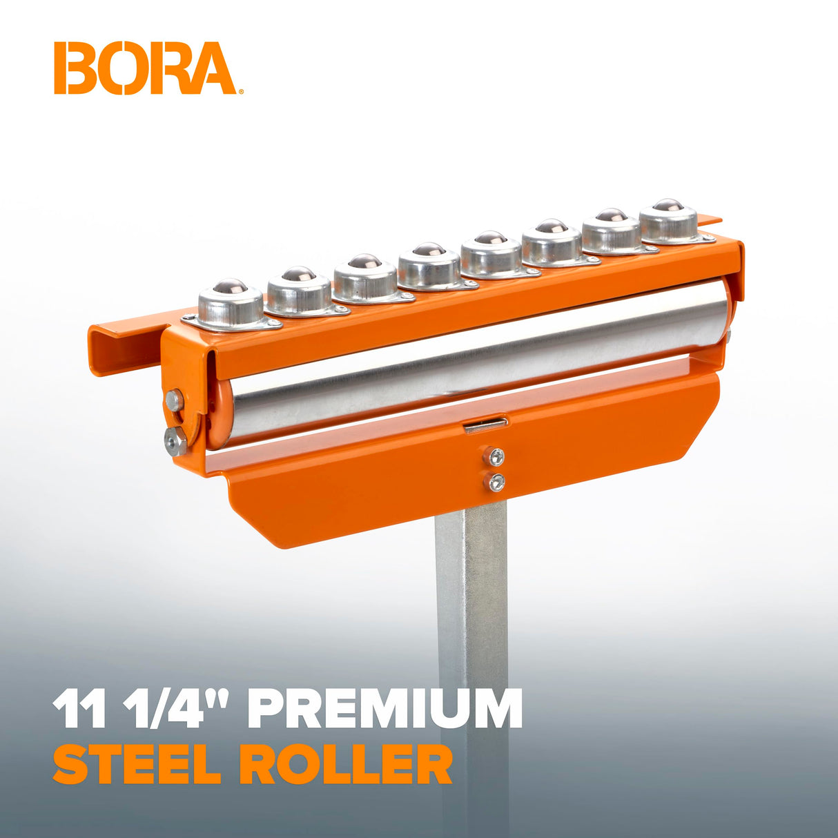 BORA Portamate PM-5093 Tri Function Pedestal Roller 11.25" Polished Steel Roller, Ball Bearing Multi-Directional Rollers Bora