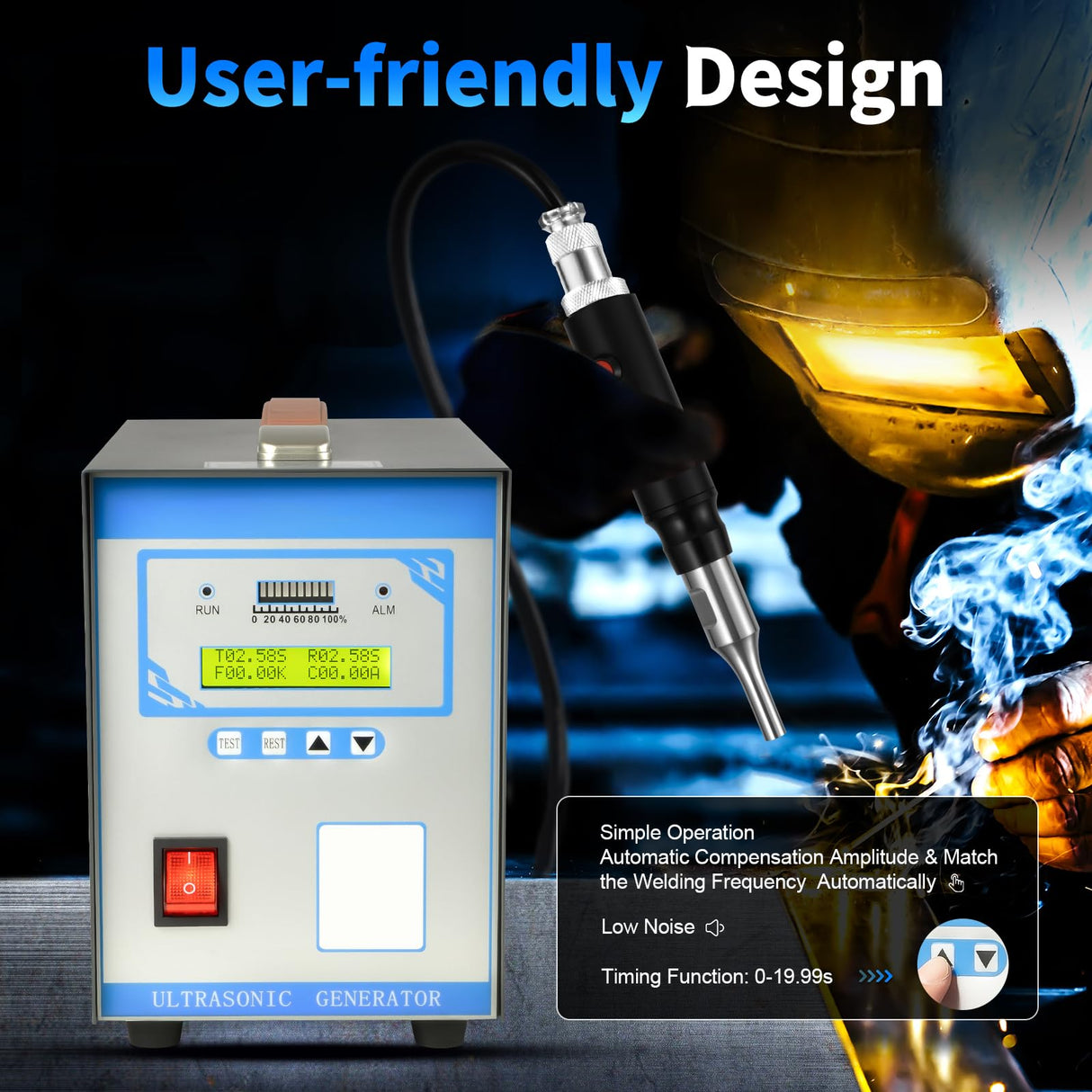 Ultrasonic Plastic Spot Welder, 110V Portable Plastic Welding Machine Portable Aluminum Cutter Welder Combo, 28KHz High-Frequency Handheld Industrial Ultrasonic Spot Welding Machine for ABS/PP/PE Beuioslyr