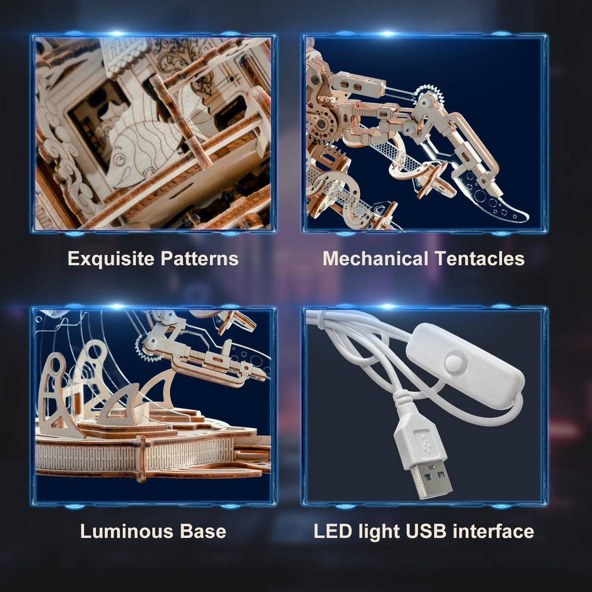 3D Wooden Puzzles for Adults, 3D Puzzle Model Aurora Jellyfish Toys Building Kits, DIY Wood Crafts Cool Toy Hobbies for Men Women, Creative Assembly Gifts RUIFAM