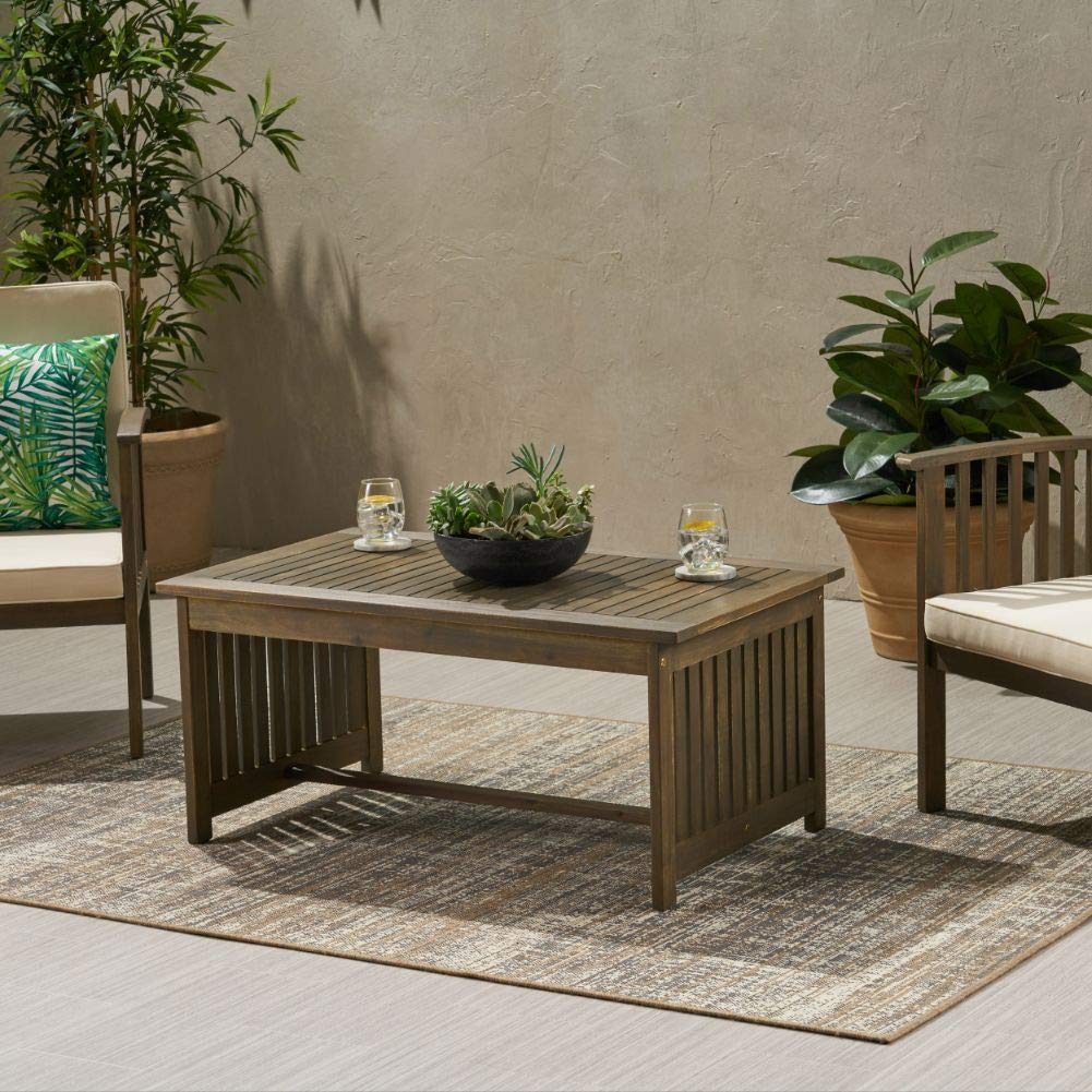 Christopher Knight Home Grace Outdoor Acacia Wood Coffee Table, Gray Finish Christopher Knight Home